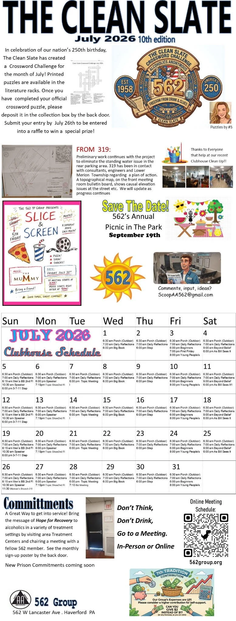 562 Group of AA - The Clean Slate Newsletter