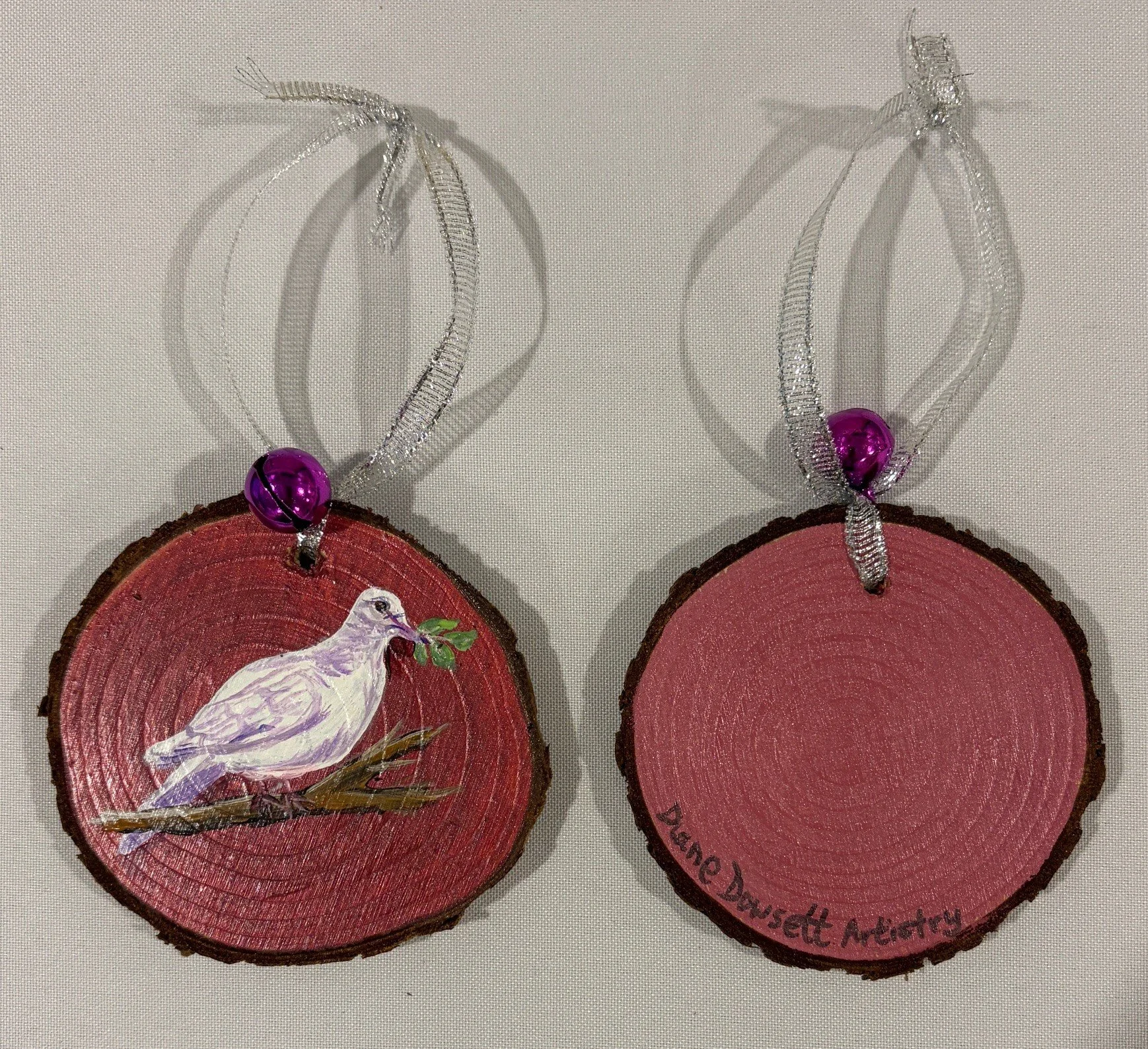 3" Peace Dove Wood Slice Ornament