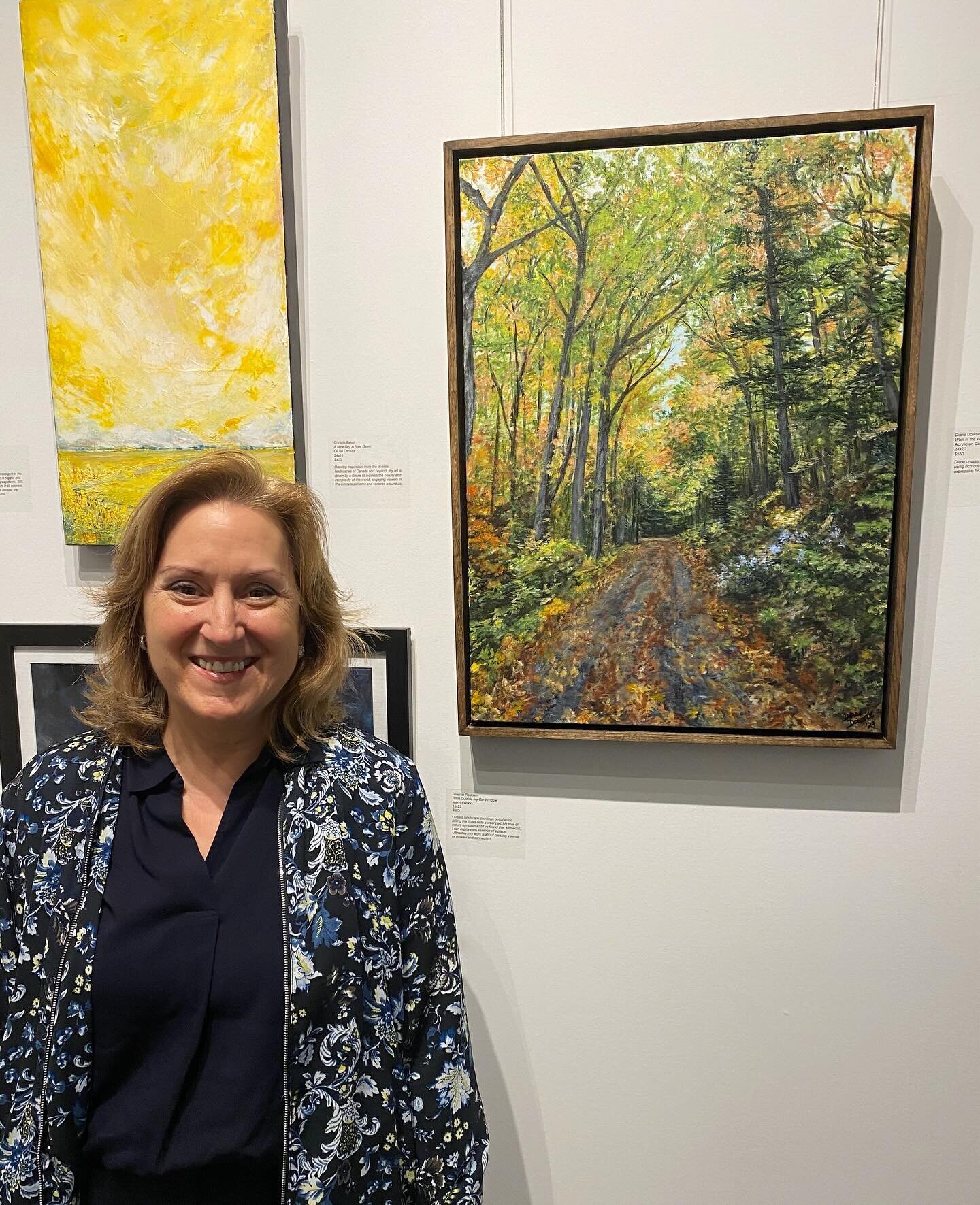 🎨🎉🎨 Had fun at the opening reception of the You Do You exhibition @lesliegrovegallery.ca! 

I was so happy that &ldquo;Walk in the Woods&rdquo; was accepted into this show. I loved my trip to Haliburton and took so many pictures of the lush autumn