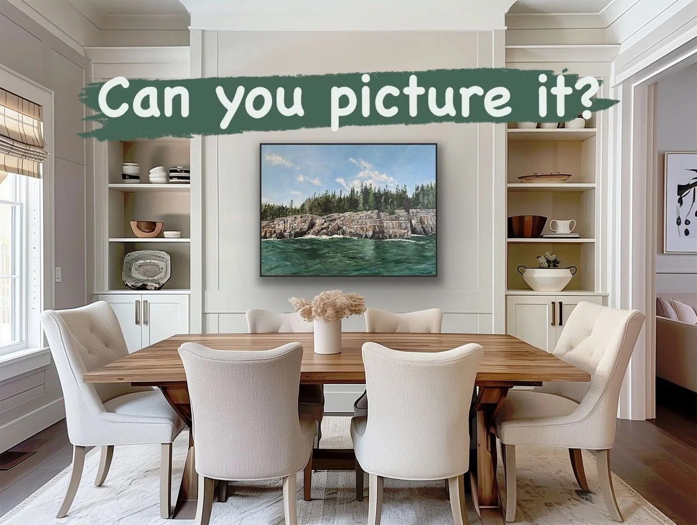 🎨🎨🎨 My newest large painting &ldquo;Nature&rsquo;s Mosaic&rdquo; received a lot of attention at a recent art fair and through my newsletter. This piece is the latest in my &ldquo;coastal forests&rdquo; series - I loved how perfectly the trees, roc