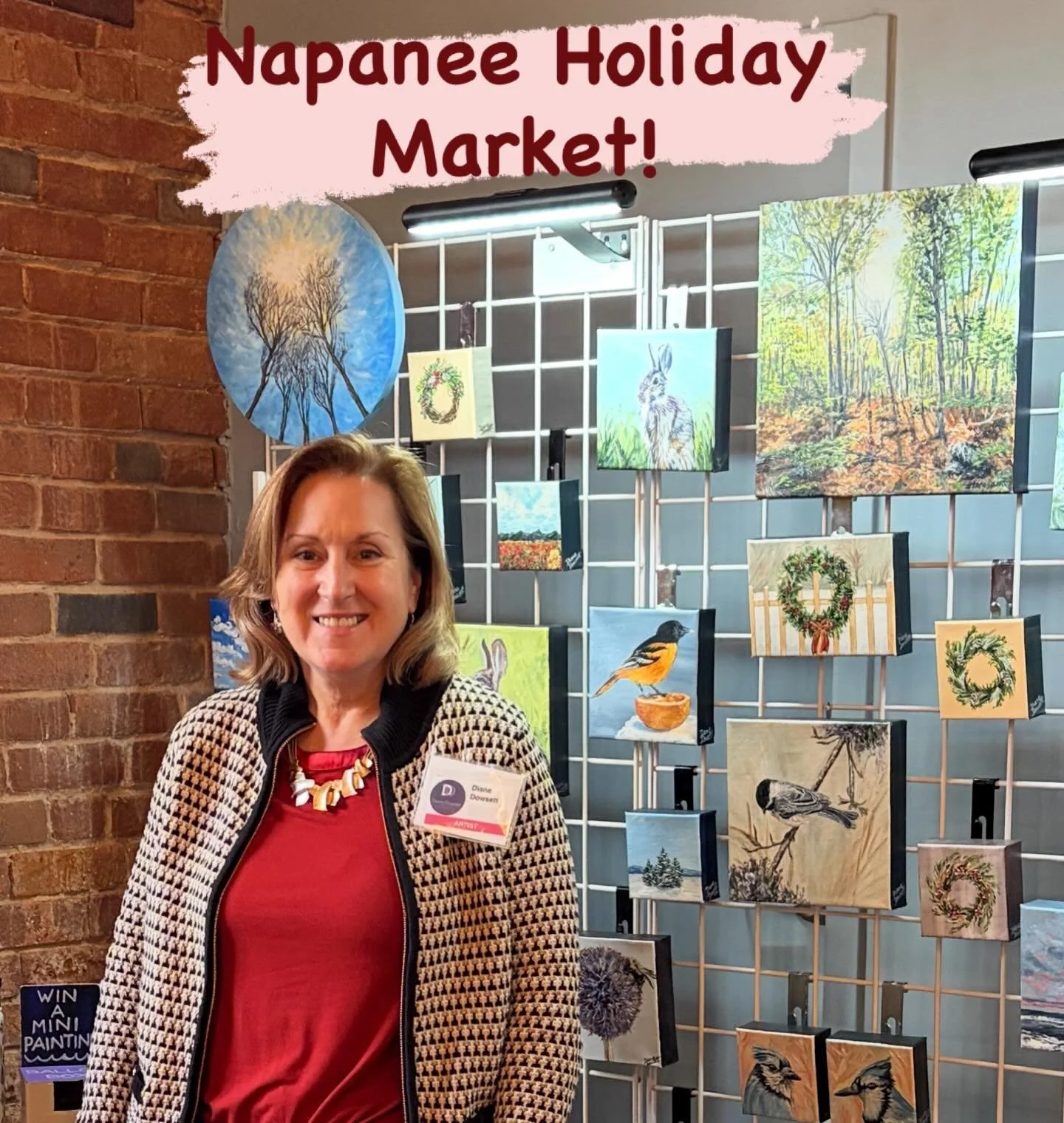 🎉🎨🎉 Hello from the Holiday Market at Dog House Studios in Napanee! 
The show is held in a beautiful heritage building and full of amazing artisans!
The market is on this evening and from 10-4 on Saturday.
Come check it out! 
.
.
 #ontarioartist #c