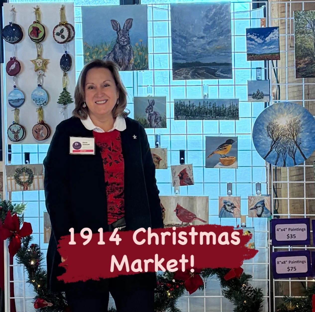 🎨🎄🎨 Hello from the Christmas Market at the stunning 1914 Venue in Brighton!
It&rsquo;s a beautiful winter&rsquo;s day and perfect for holiday shopping.
.
.
@the1914venue  #ontarioartist #canadianpainter #landscapepainter #landscapepainting #womenw