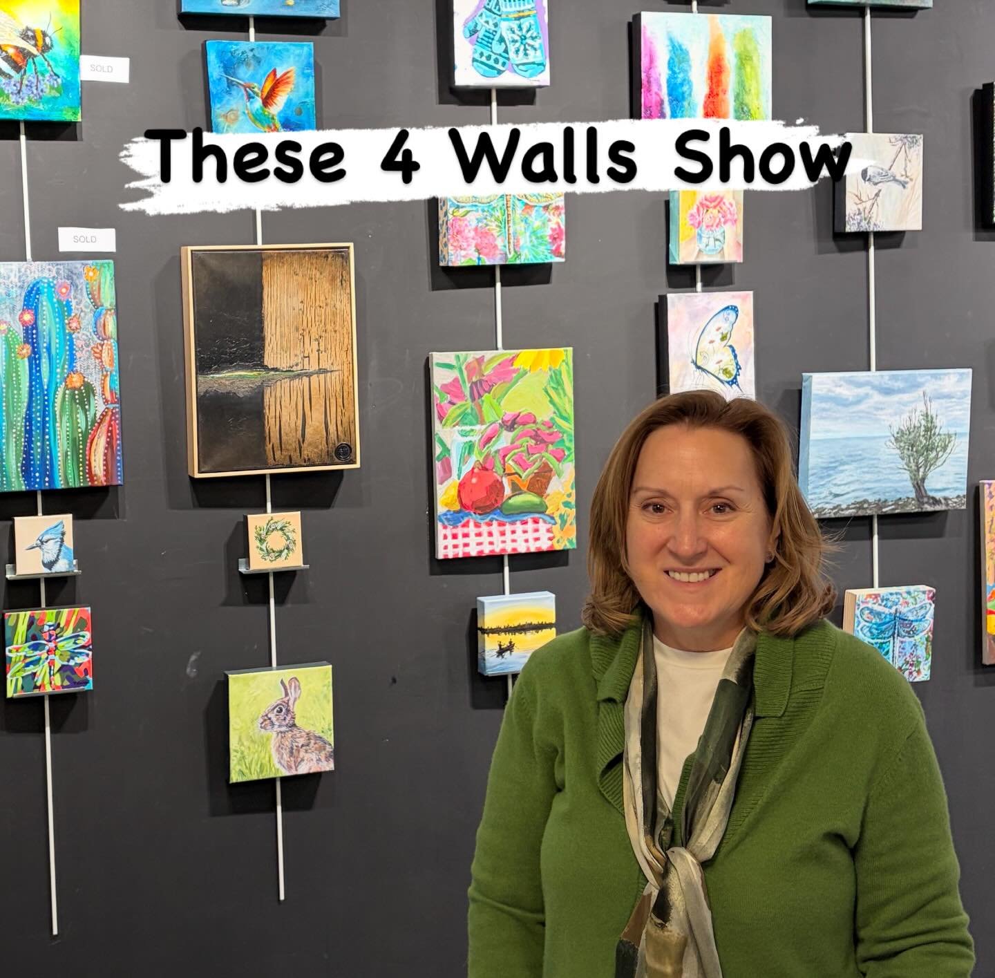 🎨🎄🎨 December is busy! Here&rsquo;s the delightful wall of smaller paintings @these4wallsgallery in Trenton, showing the collection that&rsquo;s in the Small Scale, Big Impact show running all December.

I have 10 paintings in the show, ranging fro