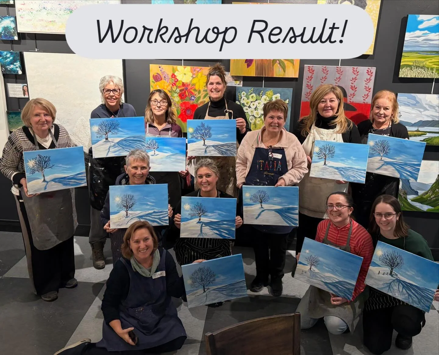🎨🎉🎨 This wonderful group did a fantastic job of creating their &ldquo;Bright Winter&rsquo;s Day&rdquo; paintings, don&rsquo;t you think?
And for once, I wasn&rsquo;t teaching with a wild snowstorm happening outside 😂.
Thanks to Brandy @these4wall