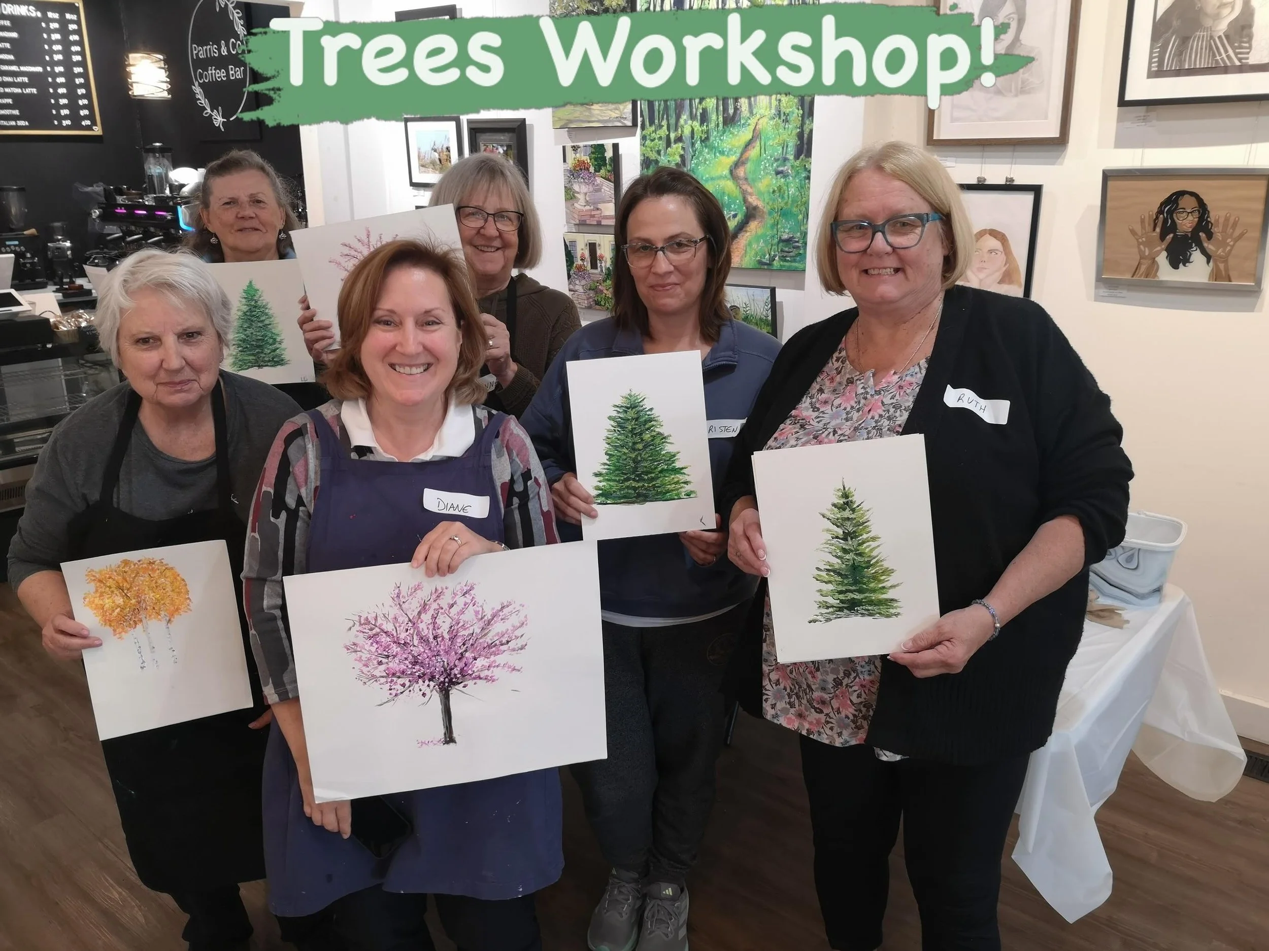 🌲🎨🌲 At the workshop I led today at the Presqu&rsquo;ile Waddling Arts Centre, we had a great masterclass in all things trees!
Big thanks to the participants, who all brought their willingness, curiosity and sense of adventure. It&rsquo;s amazing t