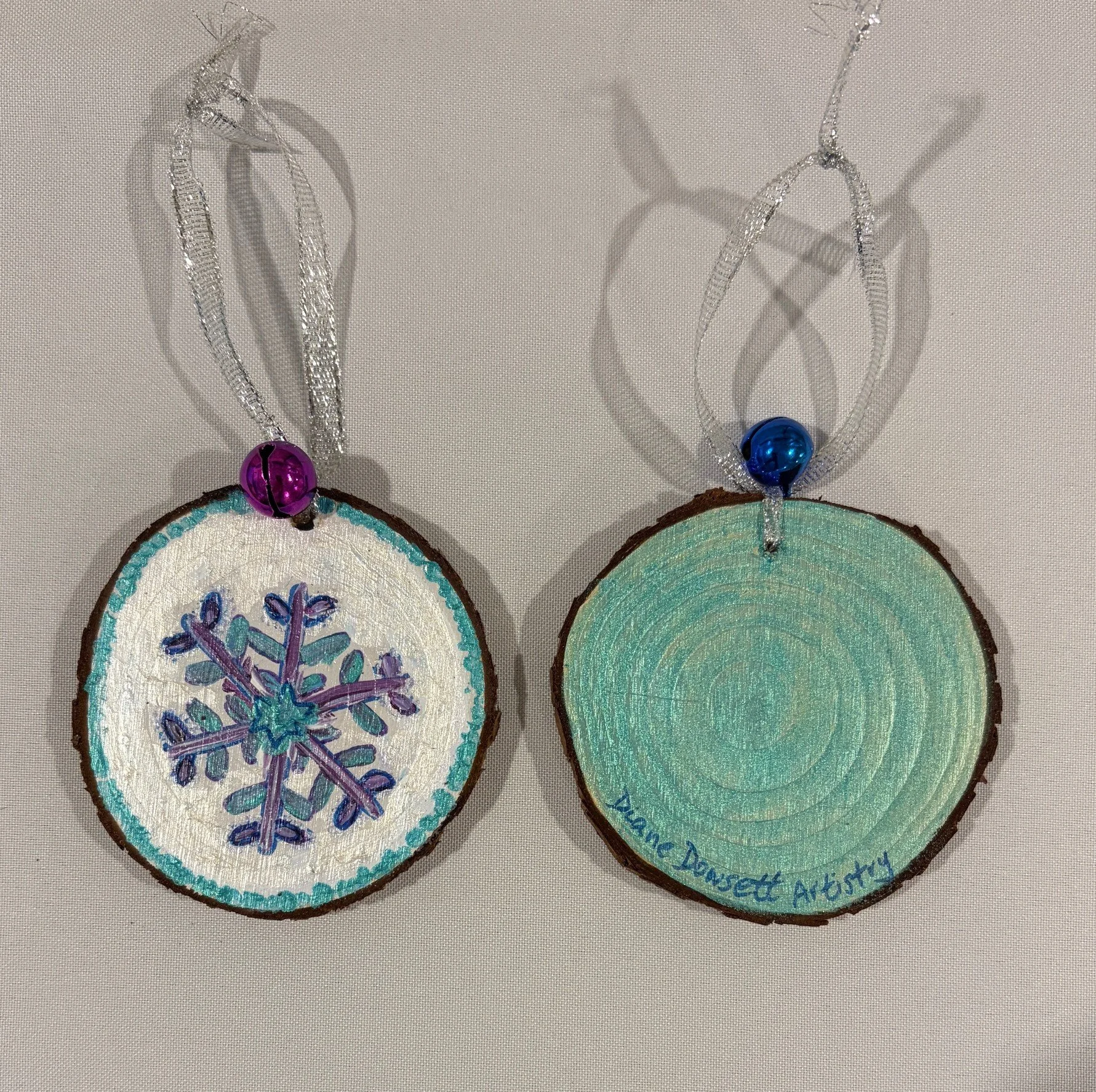 3" Snowflake Wood Slice Ornament