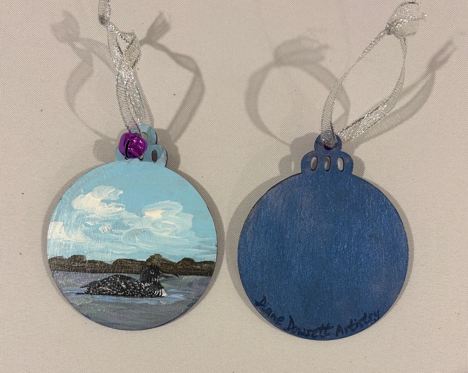 3" Loon on Lake Wood Slice Ornament