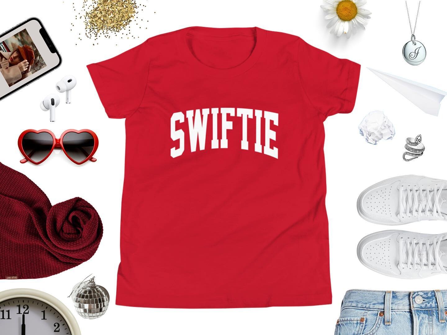 YOUTH SIZES in our Varisty Swiftie Tee are now available due to popular request! I was able to source 10 short sleeve shirts in my favorite brand and four long sleeved shirts. Can&rsquo;t wait to see all your little Swifties opening these on Christma