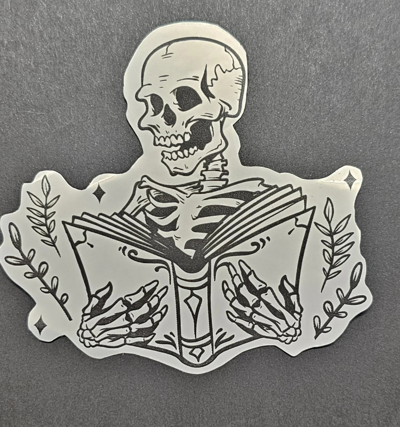 Peel & Stick Vinyl Decal - Skeleton humor
Measures - H = 3.5 inches  W = 3.75 inches