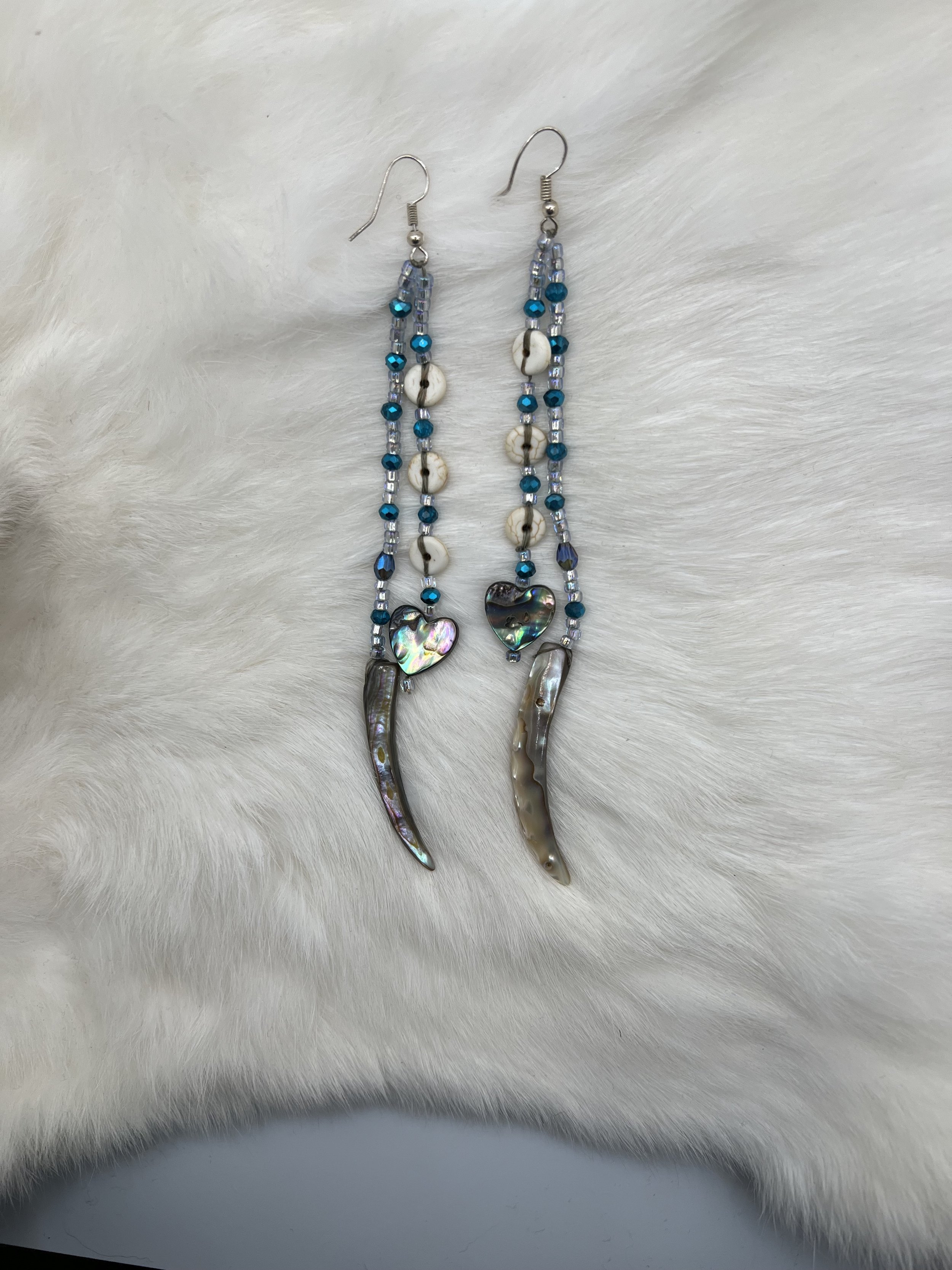 Turquoise Abalone Heart Earrings