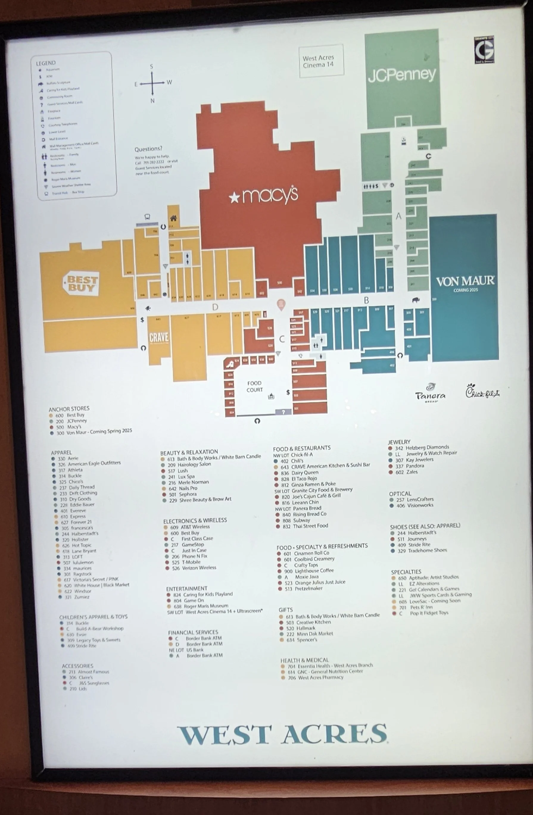 Map of West Acres Mall in Fargo, ND