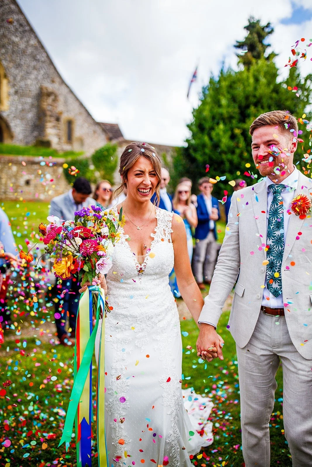 bride groom bouquet and confetti.JPG
