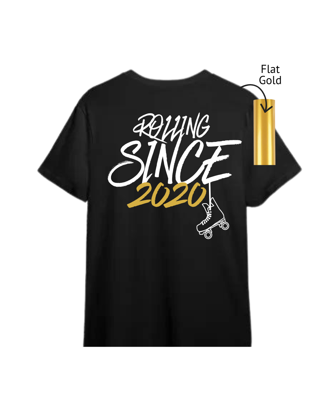 Sk8 m8s rolling since_  blackTee _flat gold.png