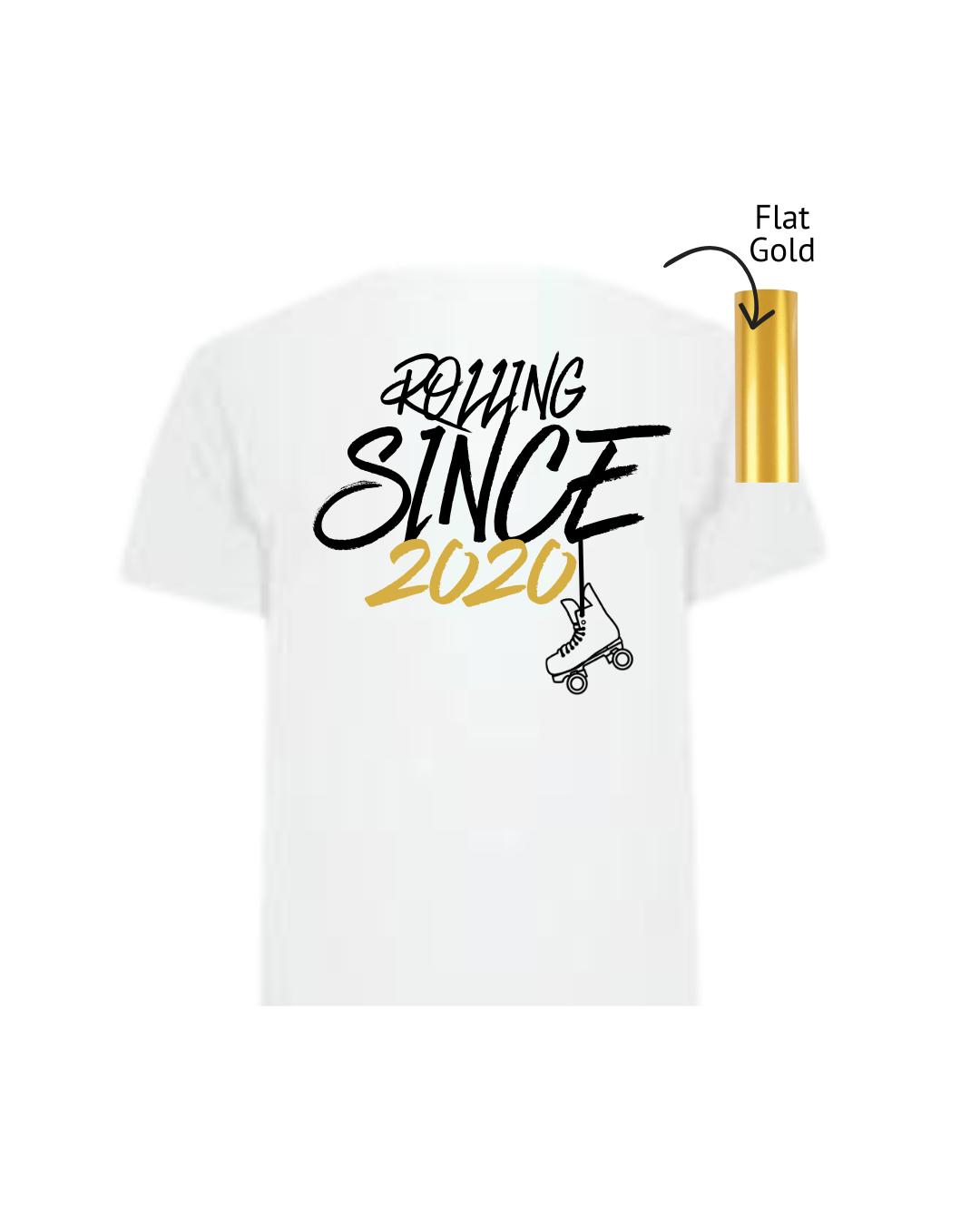Sk8 m8s rolling since_ white Tee _ flat gold.png