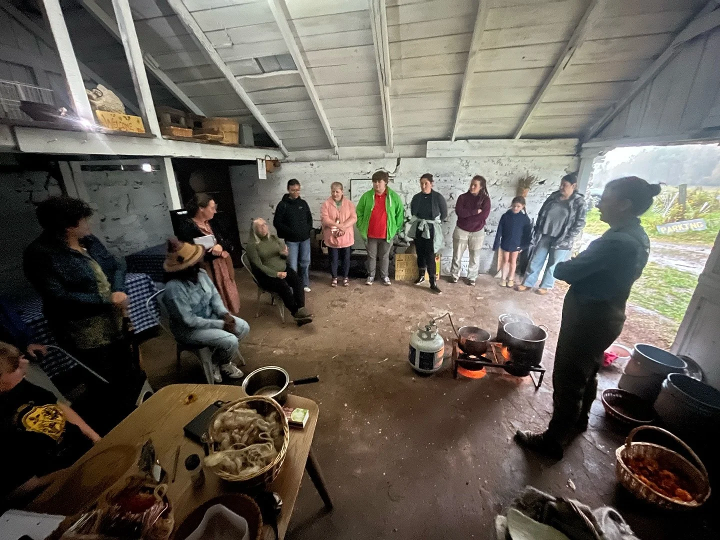 We hosted a lovely natural dyeing workshop last night! Thanks to all the folk who came out despite the rain. We held it in the farmstand. It was cozy with tea and cookies and the smell of marigold flowers for dyeing. It ended with a rainbow and beaut