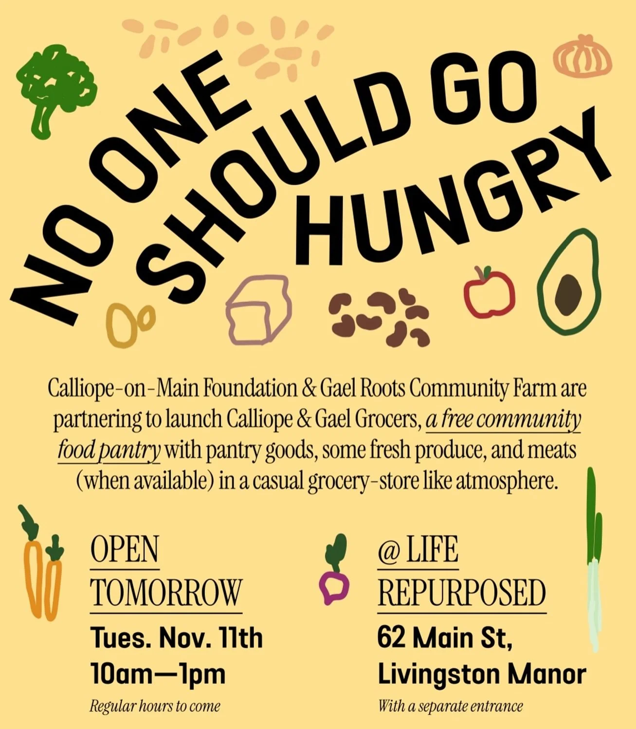 Tomorrow we open doors! 🫘🧅🥫🍊🥖🍠🍚🧂