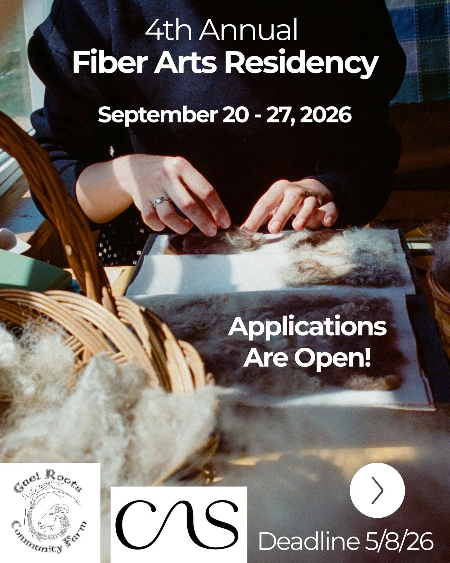 Gael Roots Community Farm and Catskill Art Space (CAS), offer a residency for one fine artist working with fiber interested in the opportunity to delve into their work on a 150-acre farm and foster a deeper connection to the fibers they incorporate i