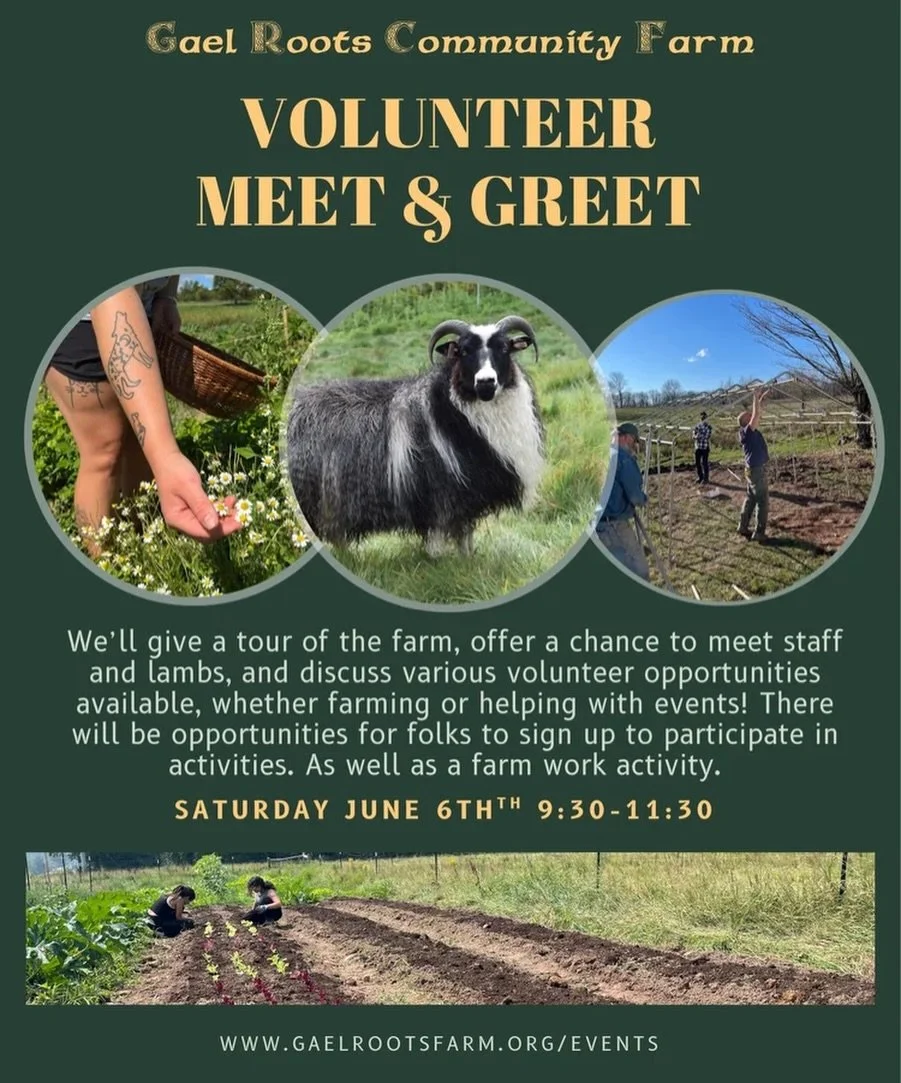 Our last volunteer orientation was a blast! (thanks to all who came!) Want to sign up for volunteer activities this summer? Join us on June 6th to orient yourself and learn details! Sign up by clicking the link in our bio and going to www.gaelrootsfa