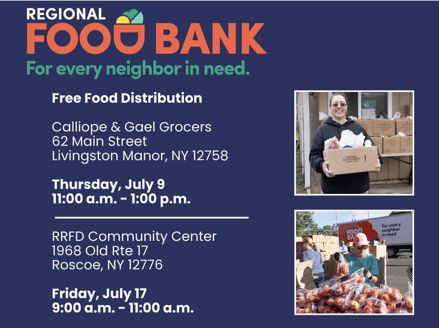 Volunteers Needed! Food Distribution Day in Livingston Manor