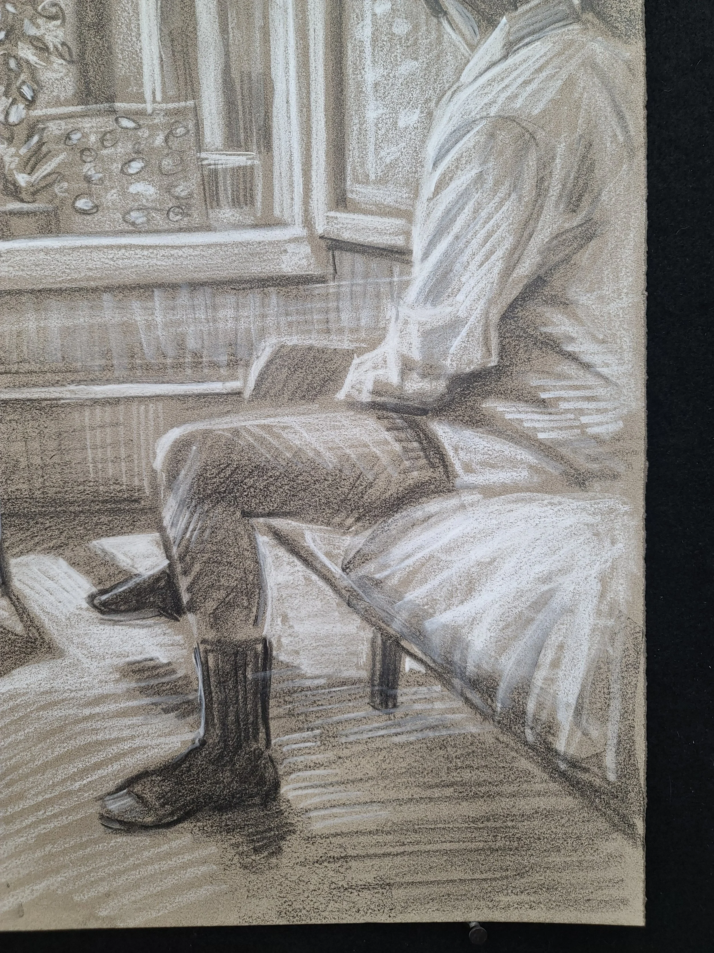 Monday 9-15 AM (Padua) 20x16 inches crayon on toned paper by Kenney Mencher  black (5).jpg
