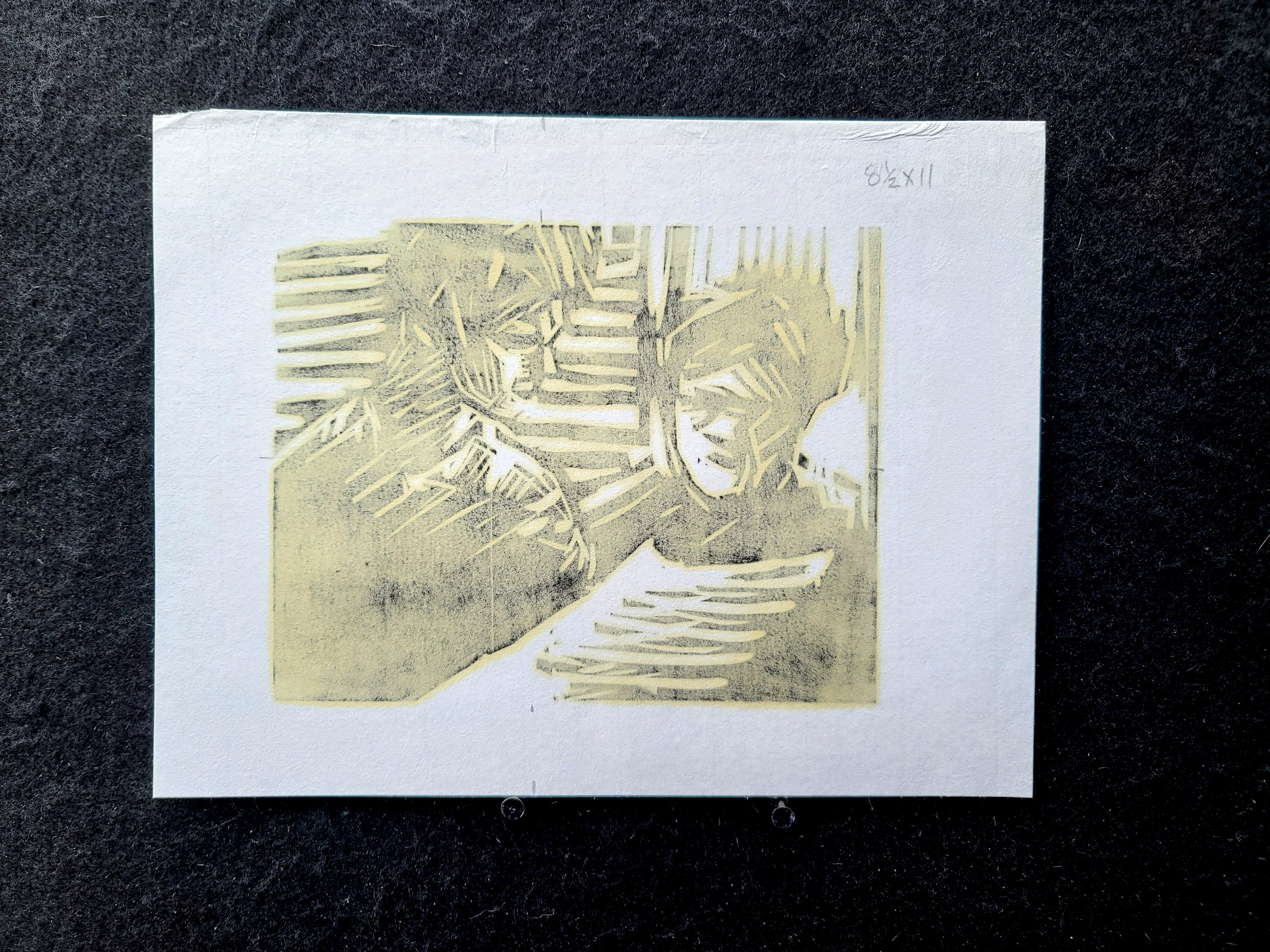 1994, The Paper, 8 .5 x11 inches, reduction woodcut, (1 out of 4) by Kenney Mencher (8).jpg