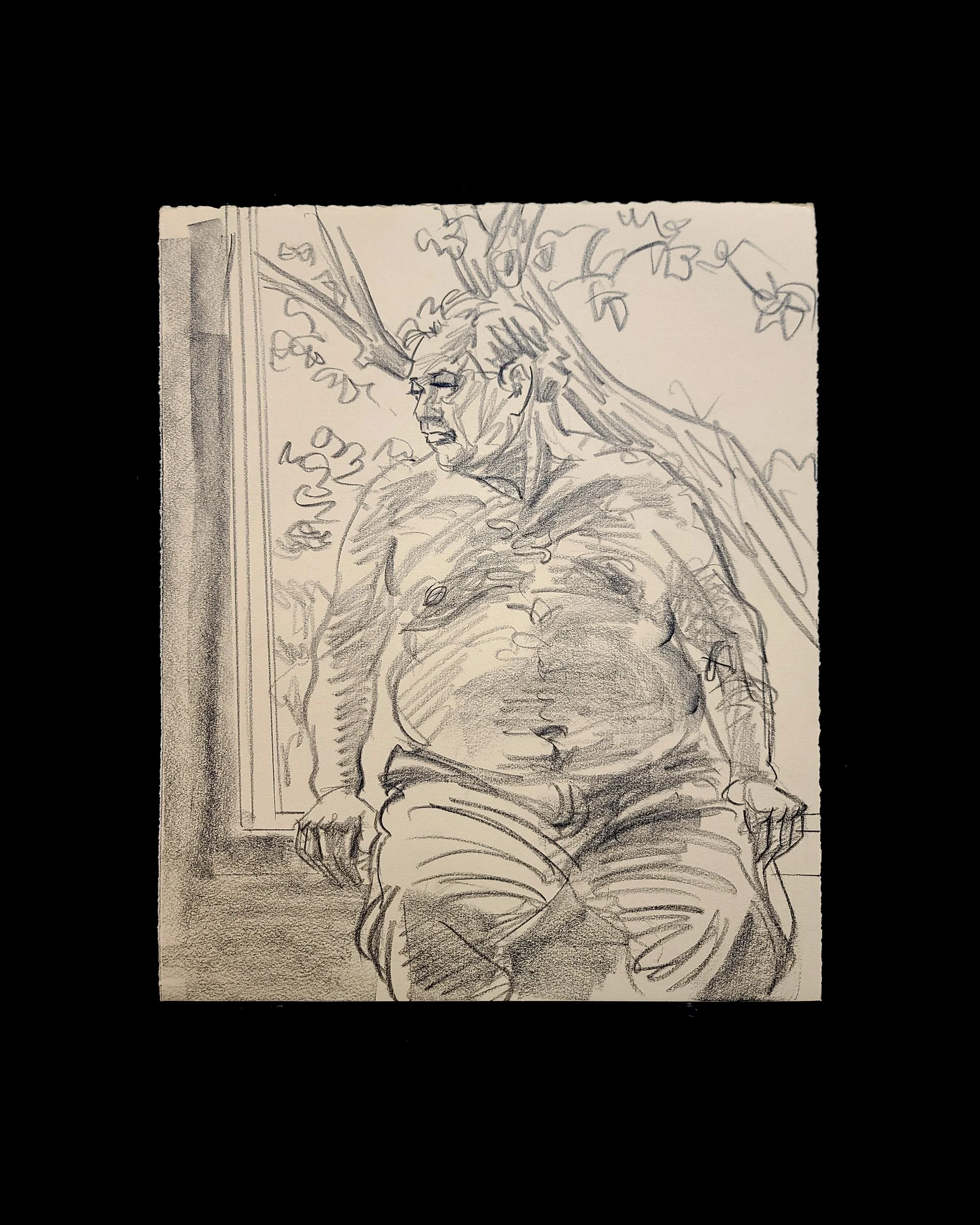 Bear Framed in a Window, 22x16 inches, crayon on paper, by Kenney Mencher Square 1.jpg