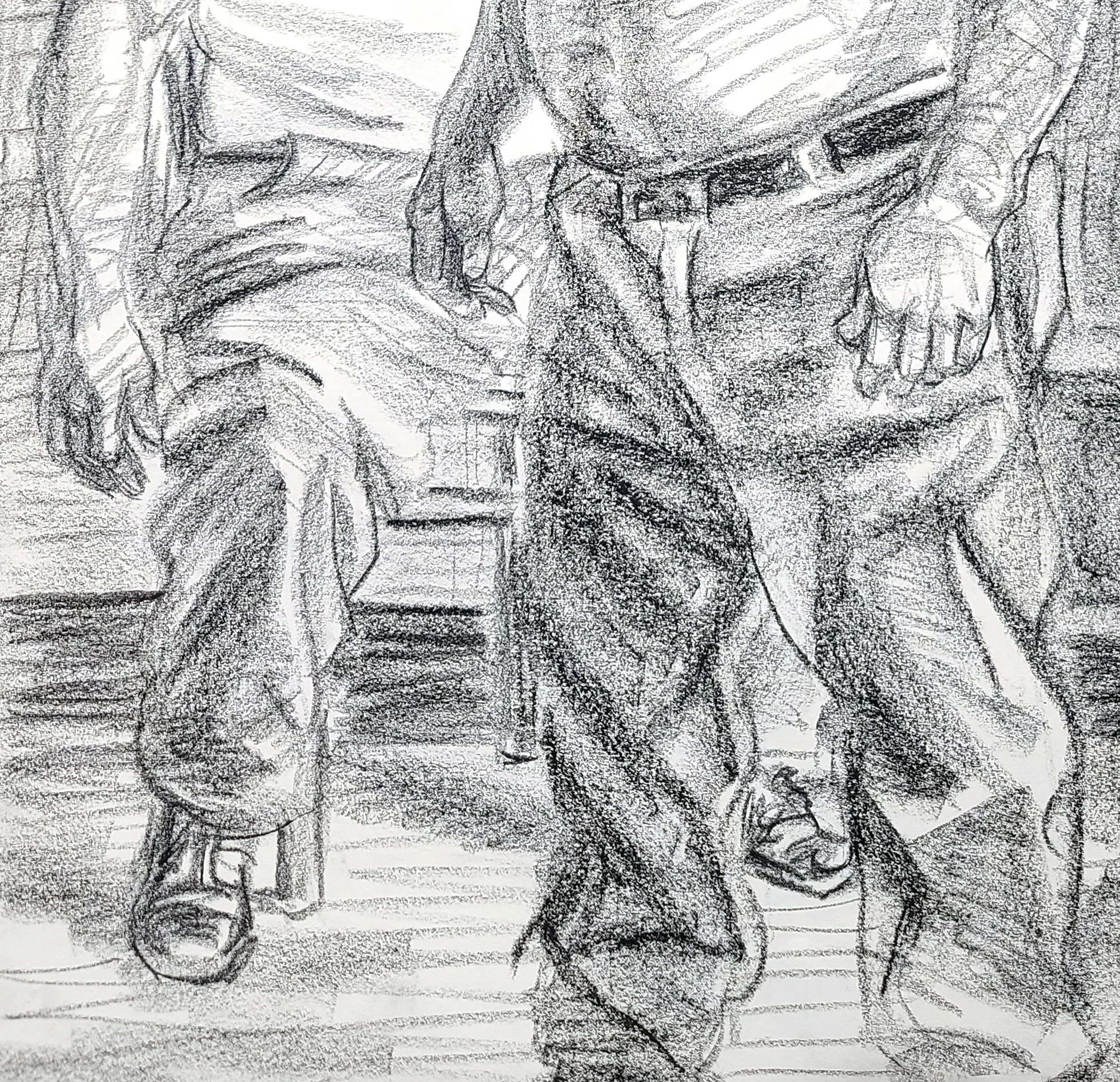 Companions, 24x18 inches, crayon on paper, by Kenney Mencher detail2.jpg