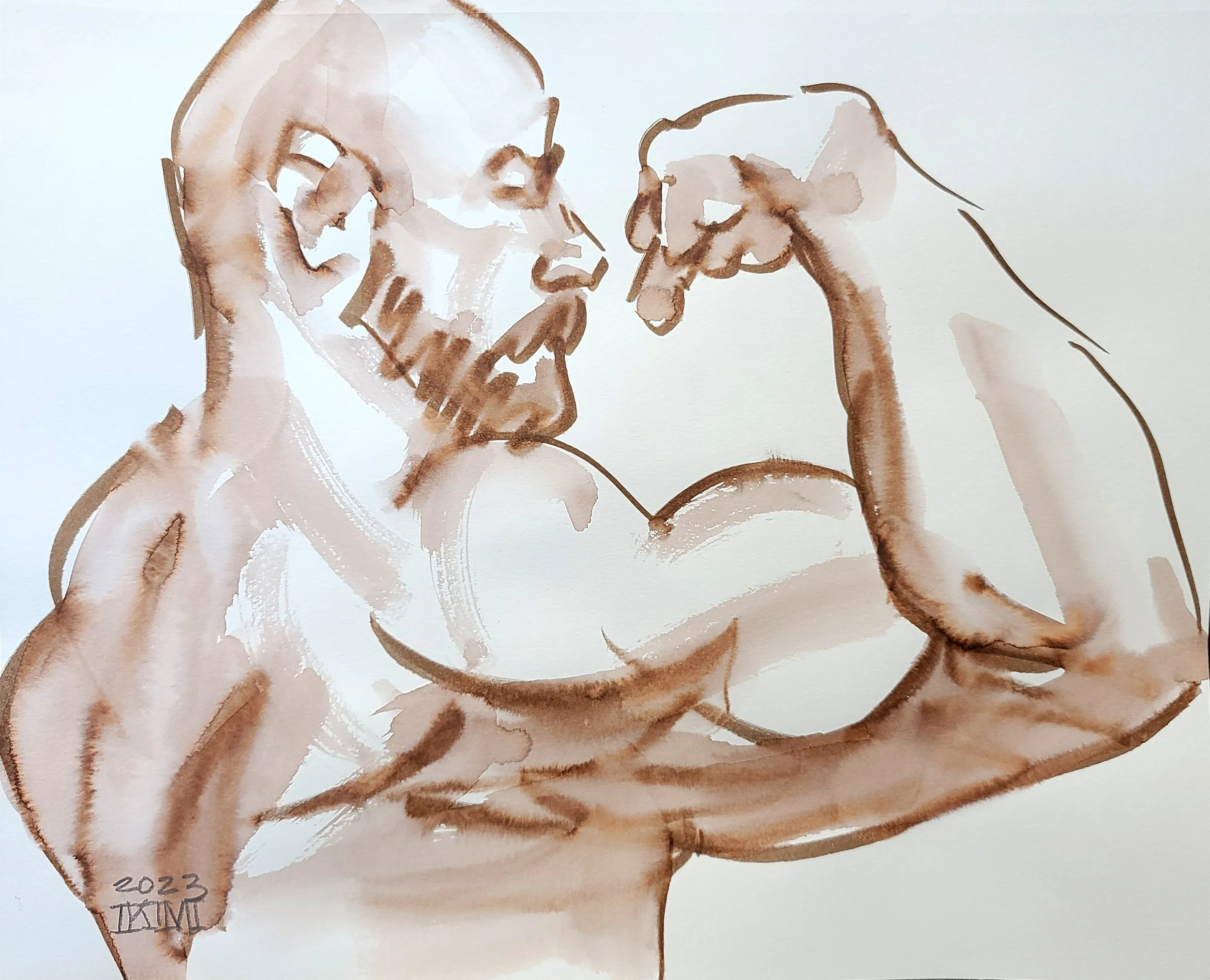 A Social Animal, 11x14 inches watercolor on paper by Kenney Mencher .jpg