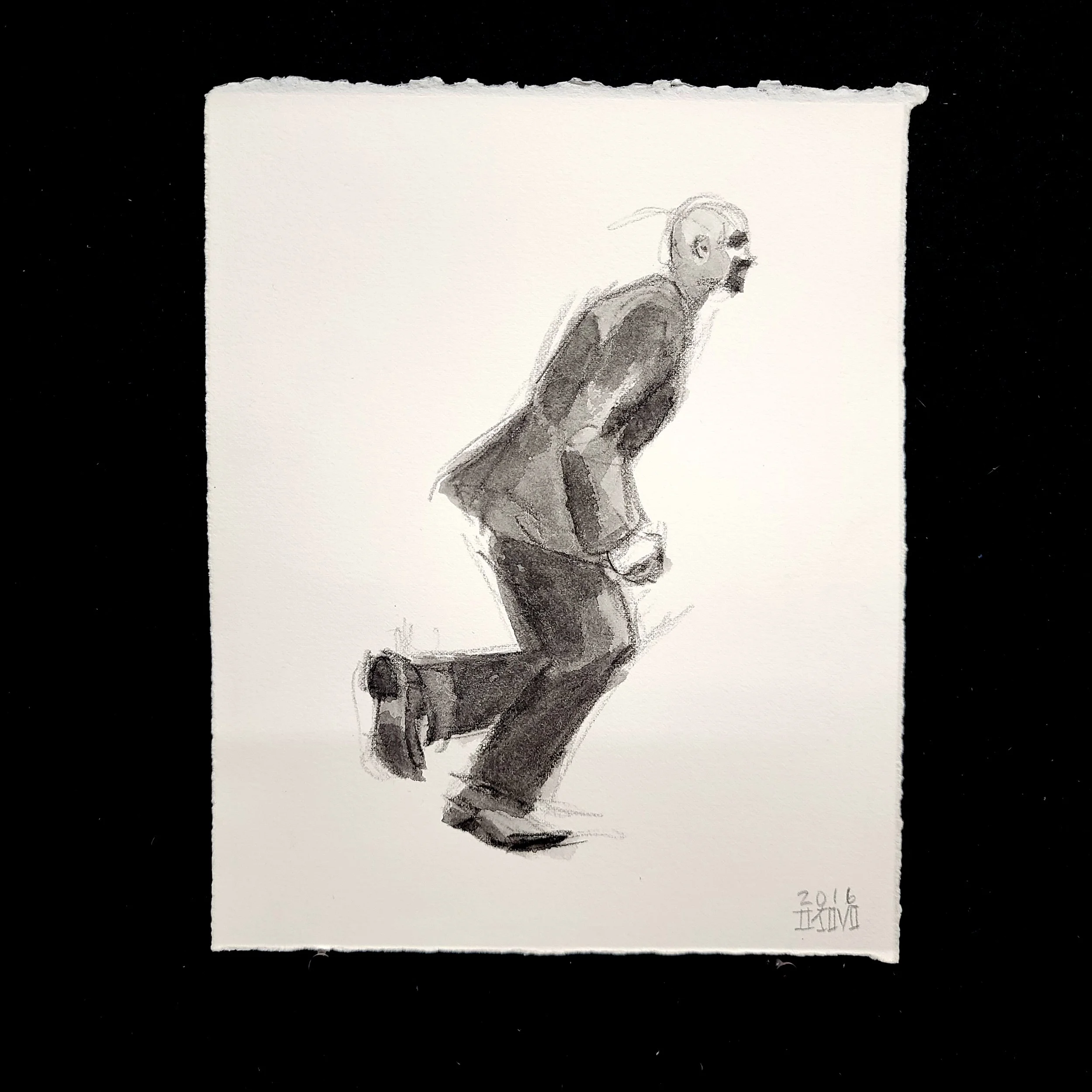 Six Studies of a Running Man in Profile, a Business Suit, 8x10 inches ...