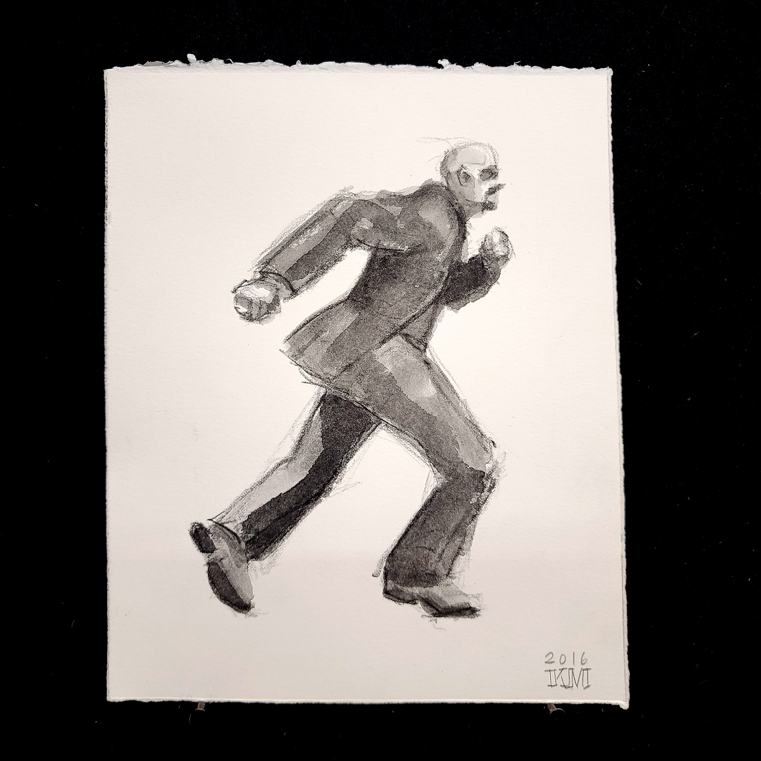 Six Studies of a Running Man in Profile, a Business Suit, 8x10 inches ...