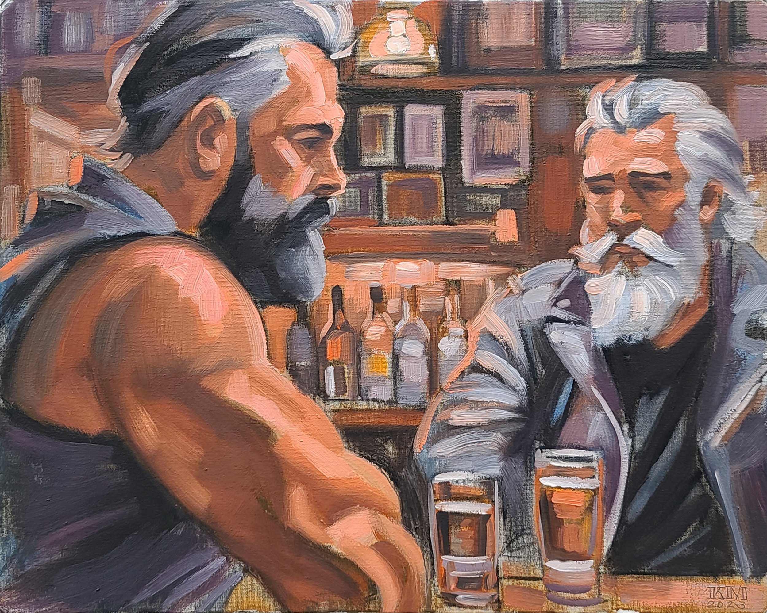 At the Bar, 16x20 inches oil on canvas panel by Kenney Mencher — Kenney  Mencher Artist: Representing the Underrepresented