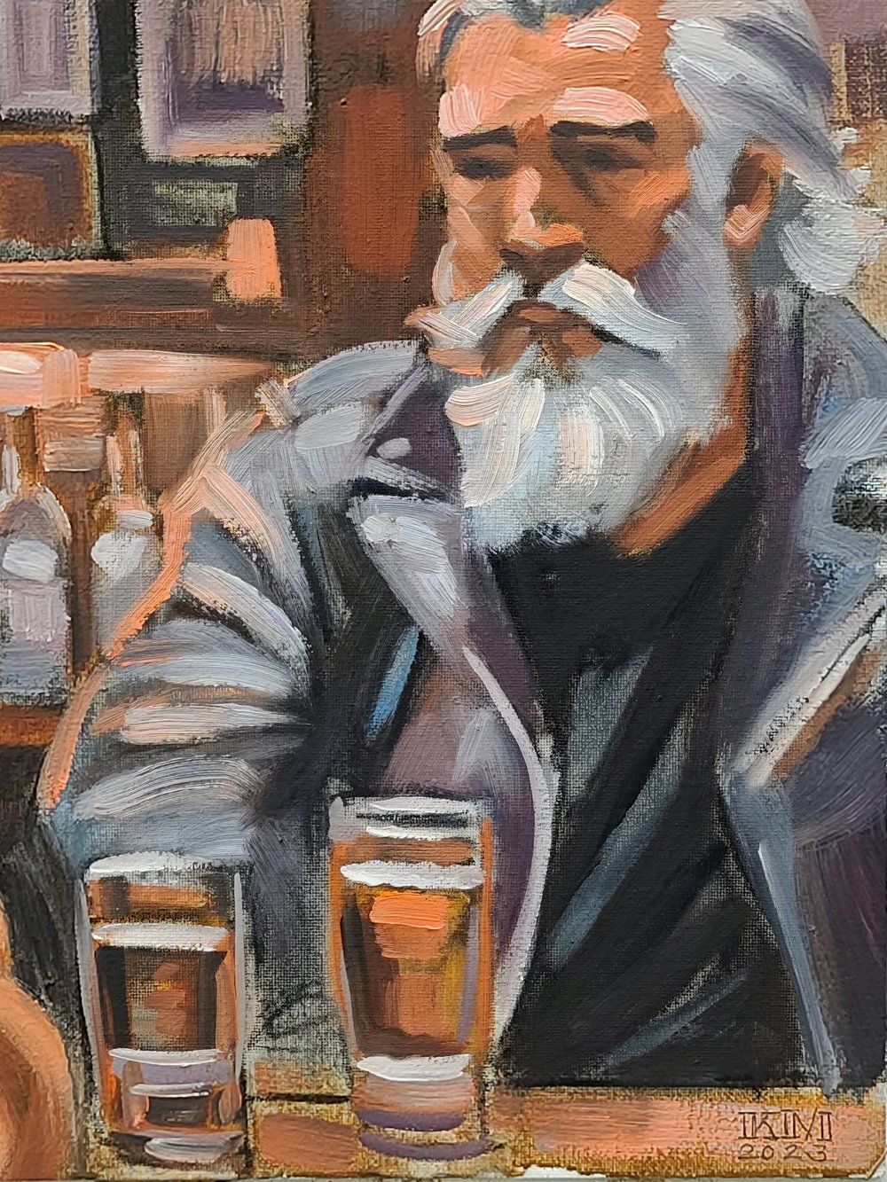 At the Bar, 16x20 inches oil on canvas panel by Kenney Mencher — Kenney  Mencher Artist: Representing the Underrepresented