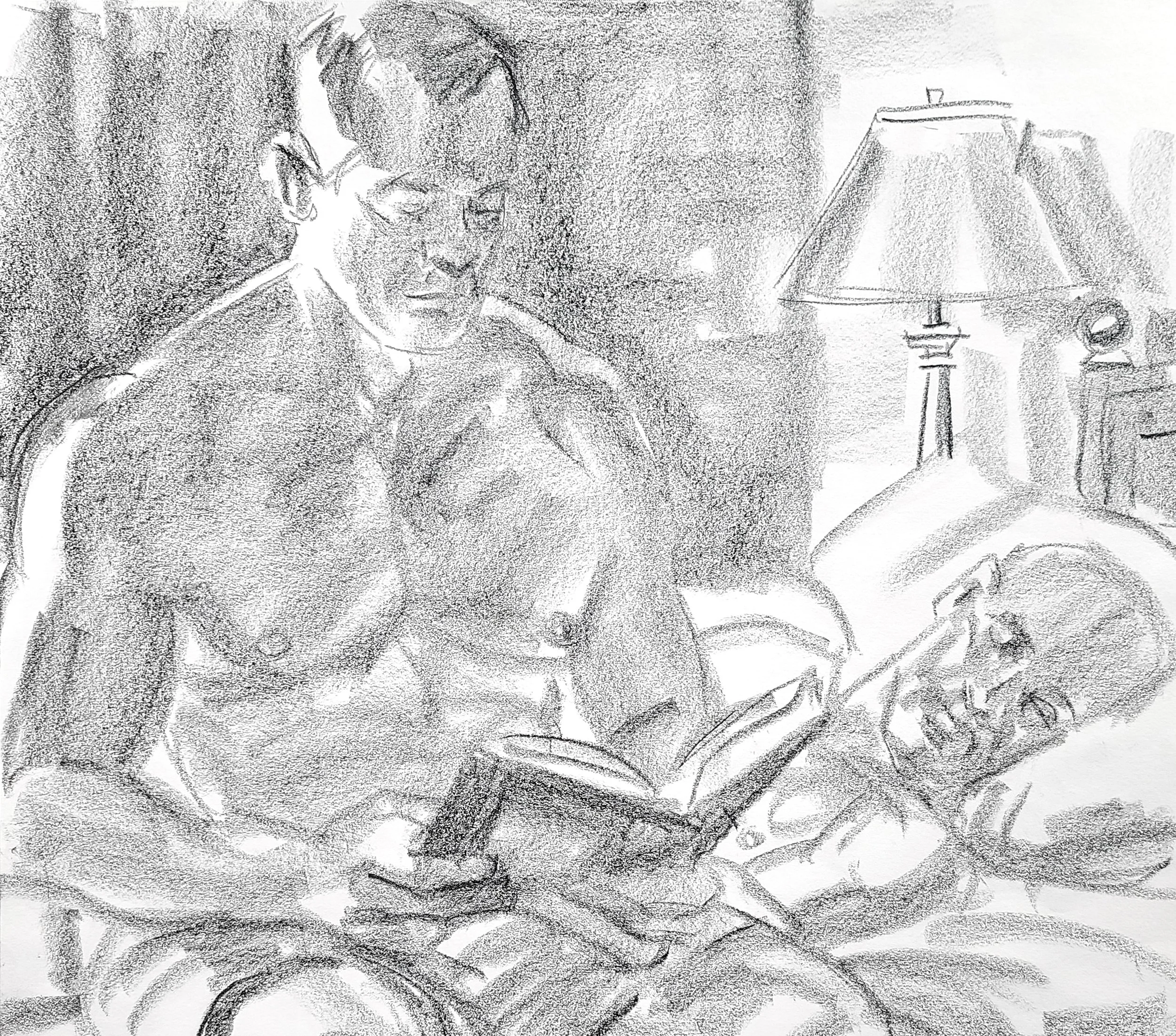 Longtime Companions (1), 24x18 inches, crayon on paper, by Kenney Mencher detail .jpg