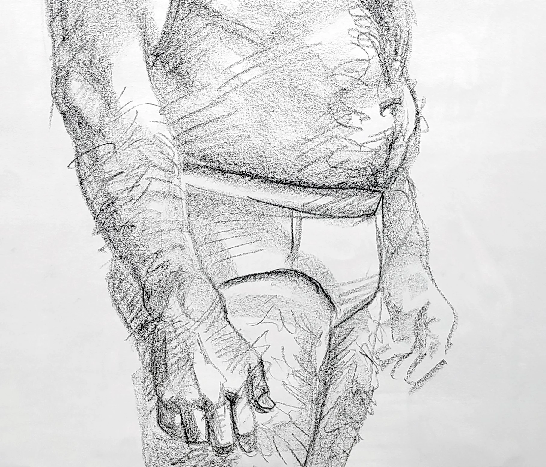 Self Portrait in Underwear, 24x18 inches, crayon on paper, by Kenney Mencher dtl2.jpg