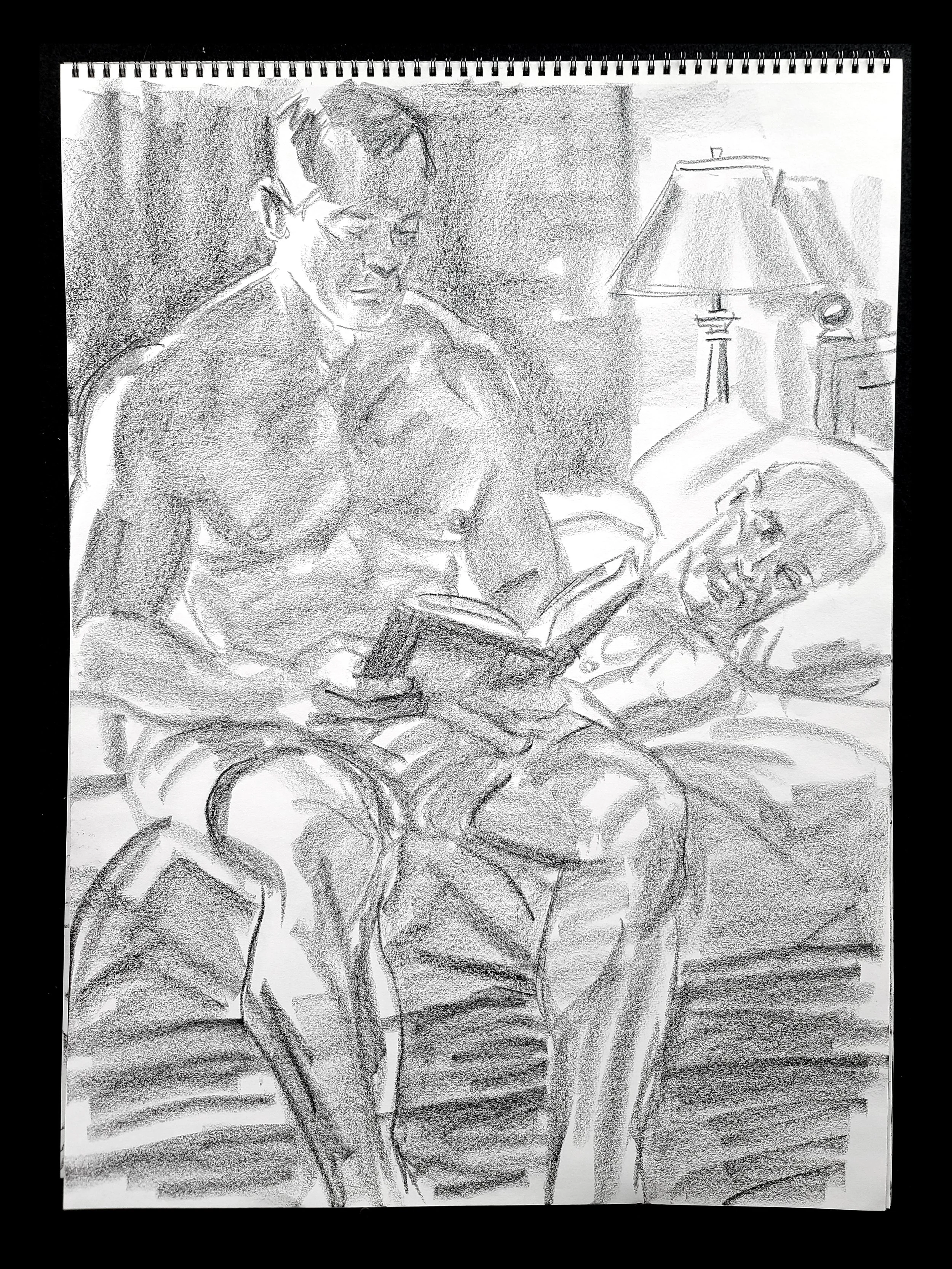 Longtime Companions (1), 24x18 inches, crayon on paper, by Kenney Mencher .jpg