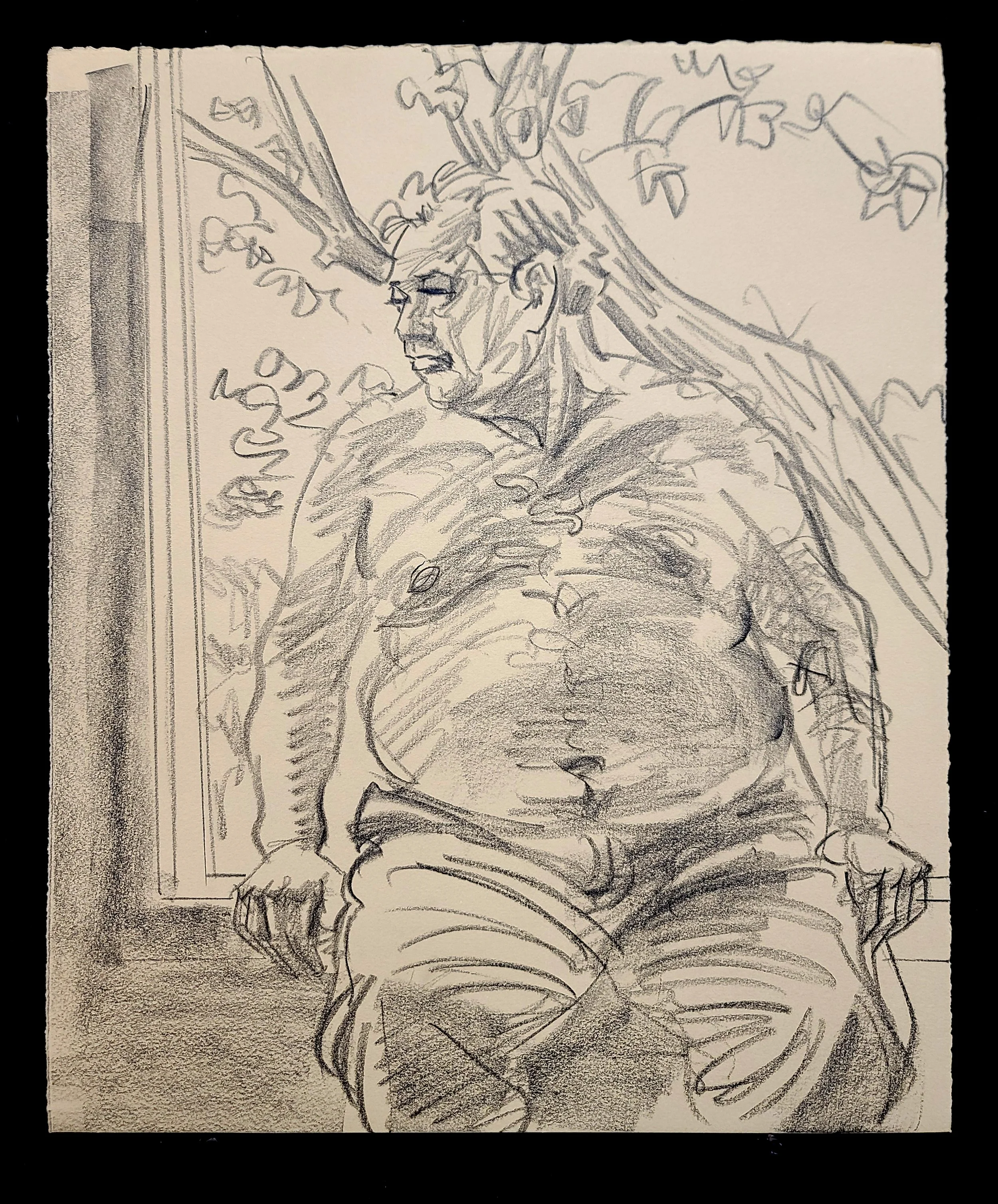Bear Framed in a Window, 22x16 inches, crayon on paper, by Kenney Mencher (2).jpg