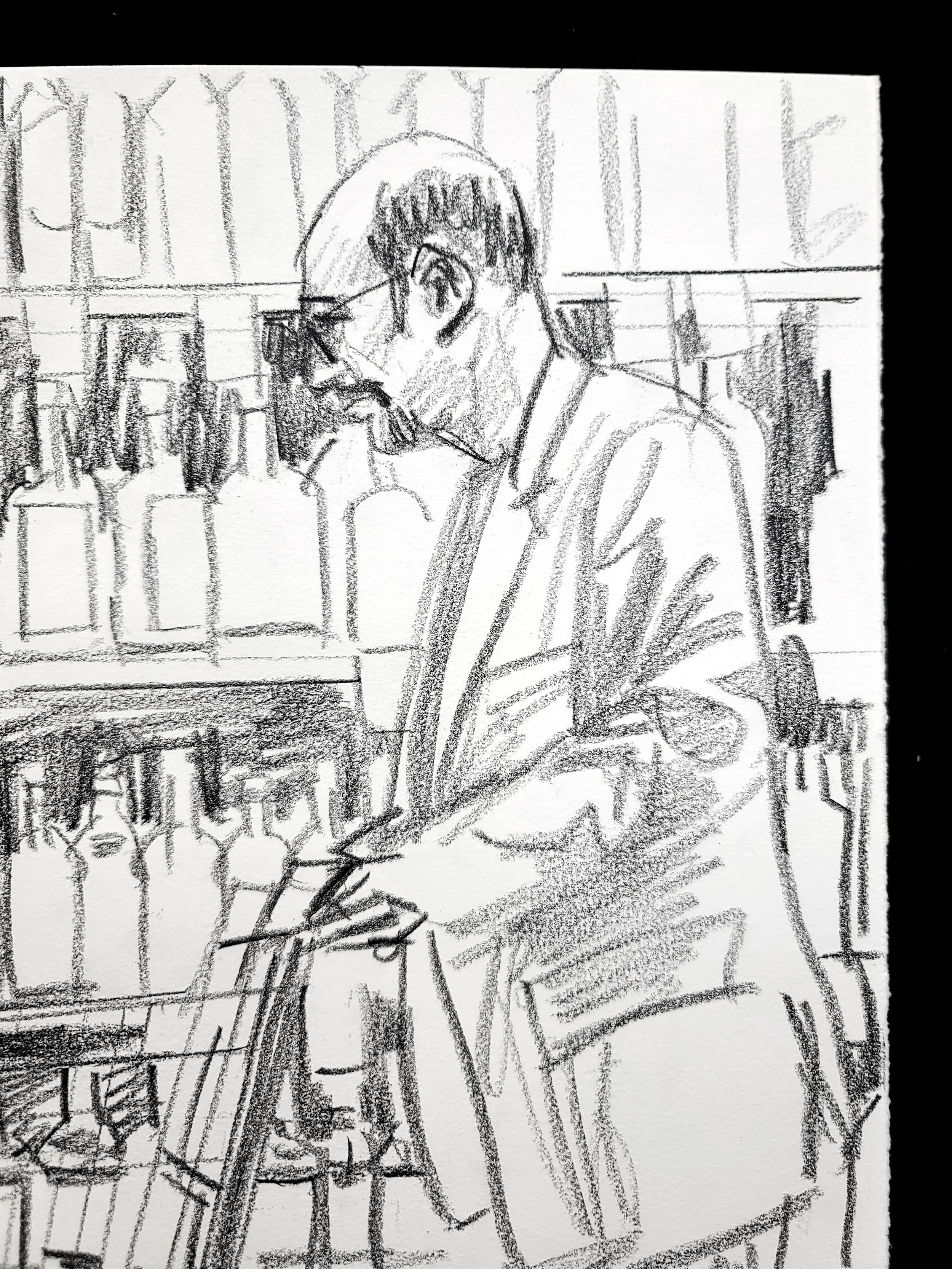 Groceries, Coffee House, 22x16 inches, crayon on paper, by Kenney Mencher (3).jpg