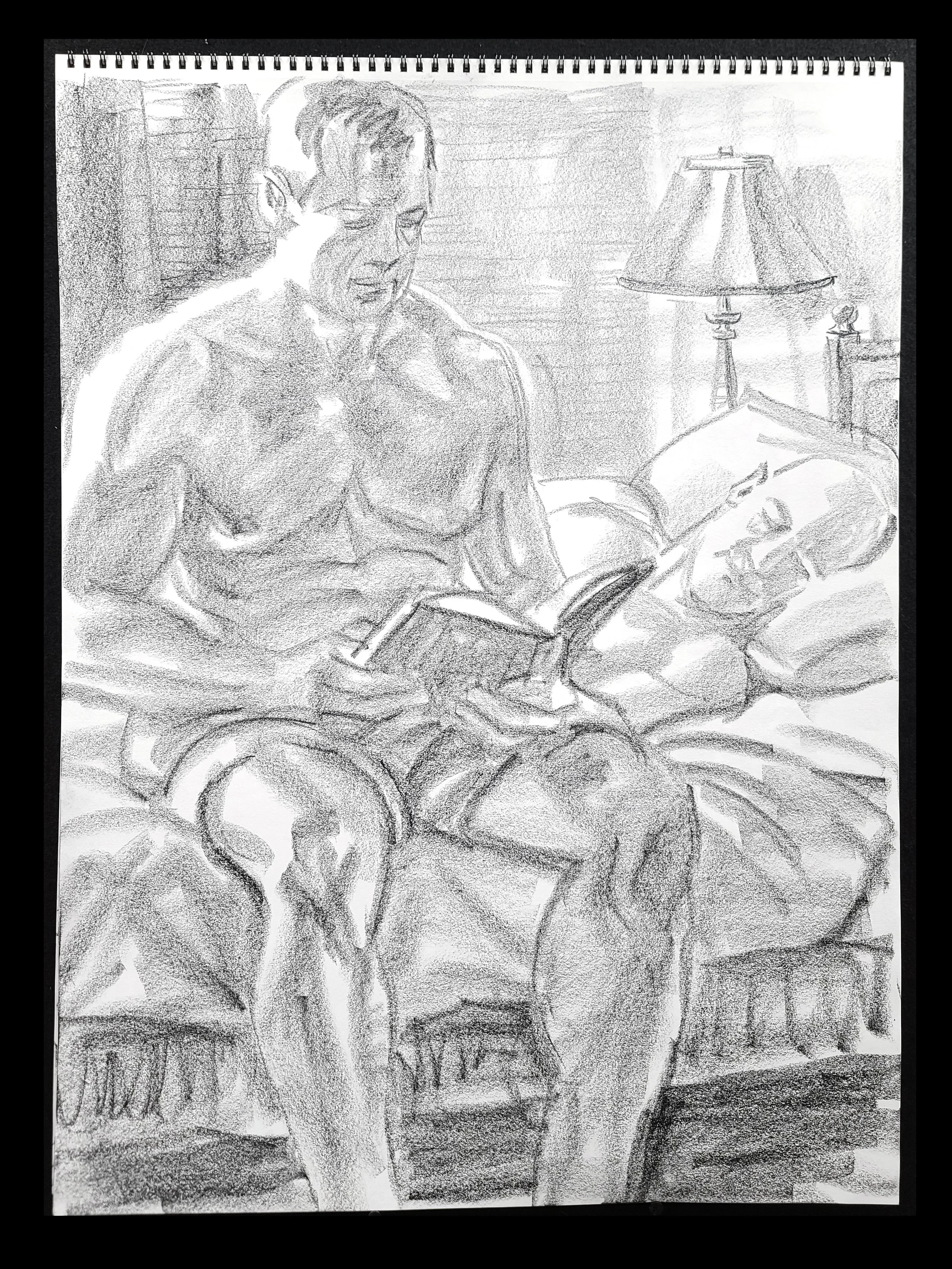 Longtime Companions (2), 24x18 inches, crayon on paper, by Kenney Mencher .jpg