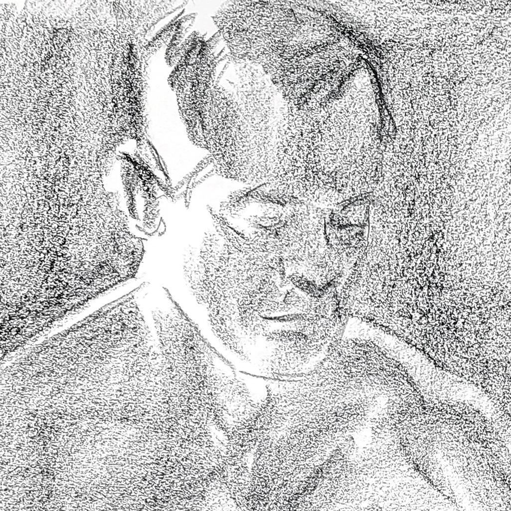 Longtime Companions (1), 24x18 inches, crayon on paper, by Kenney Mencher dtl2.jpg