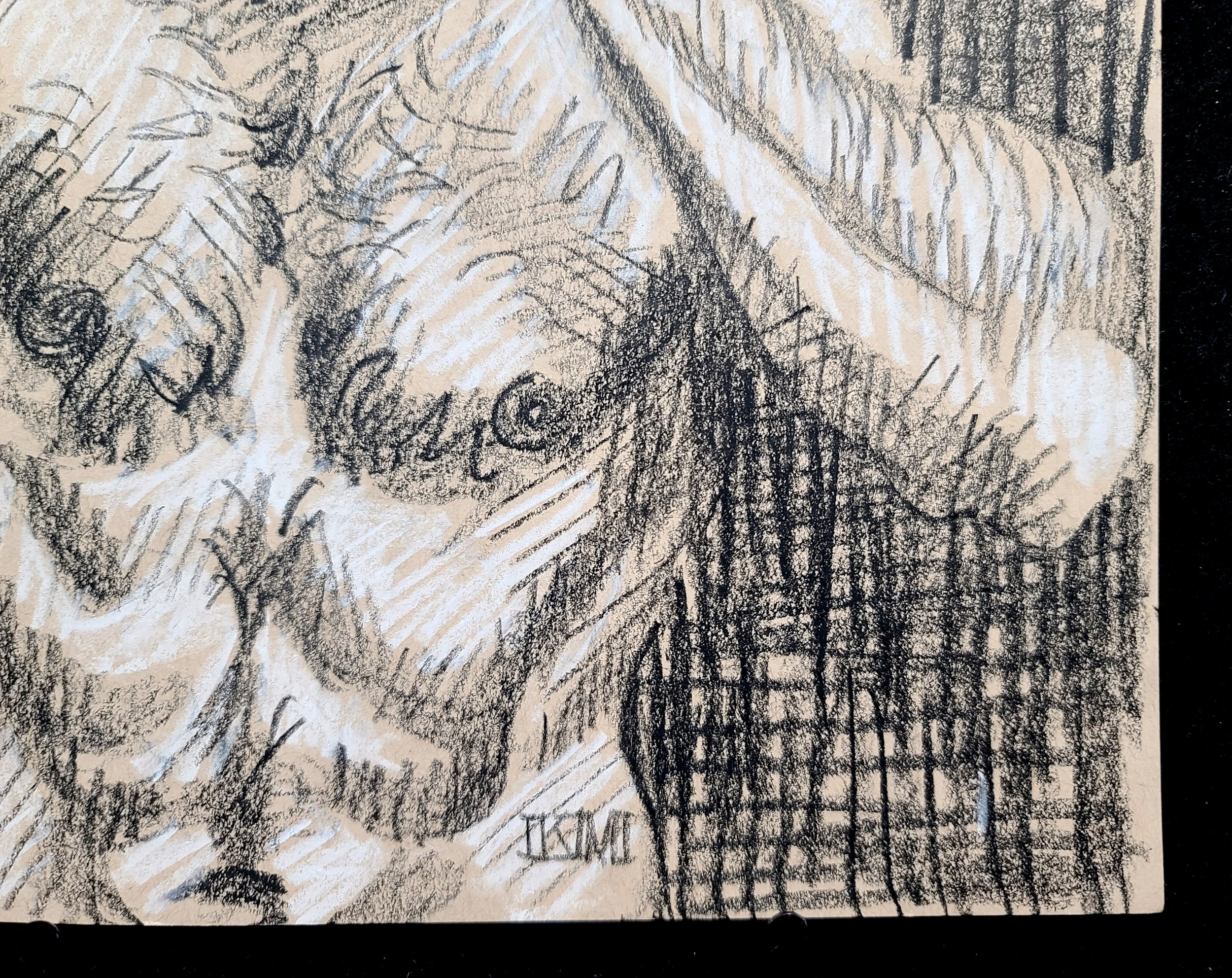 Toweling Off, 9x12 inches, black and white crayon on tan paper by Kenney Mencher (5).jpg