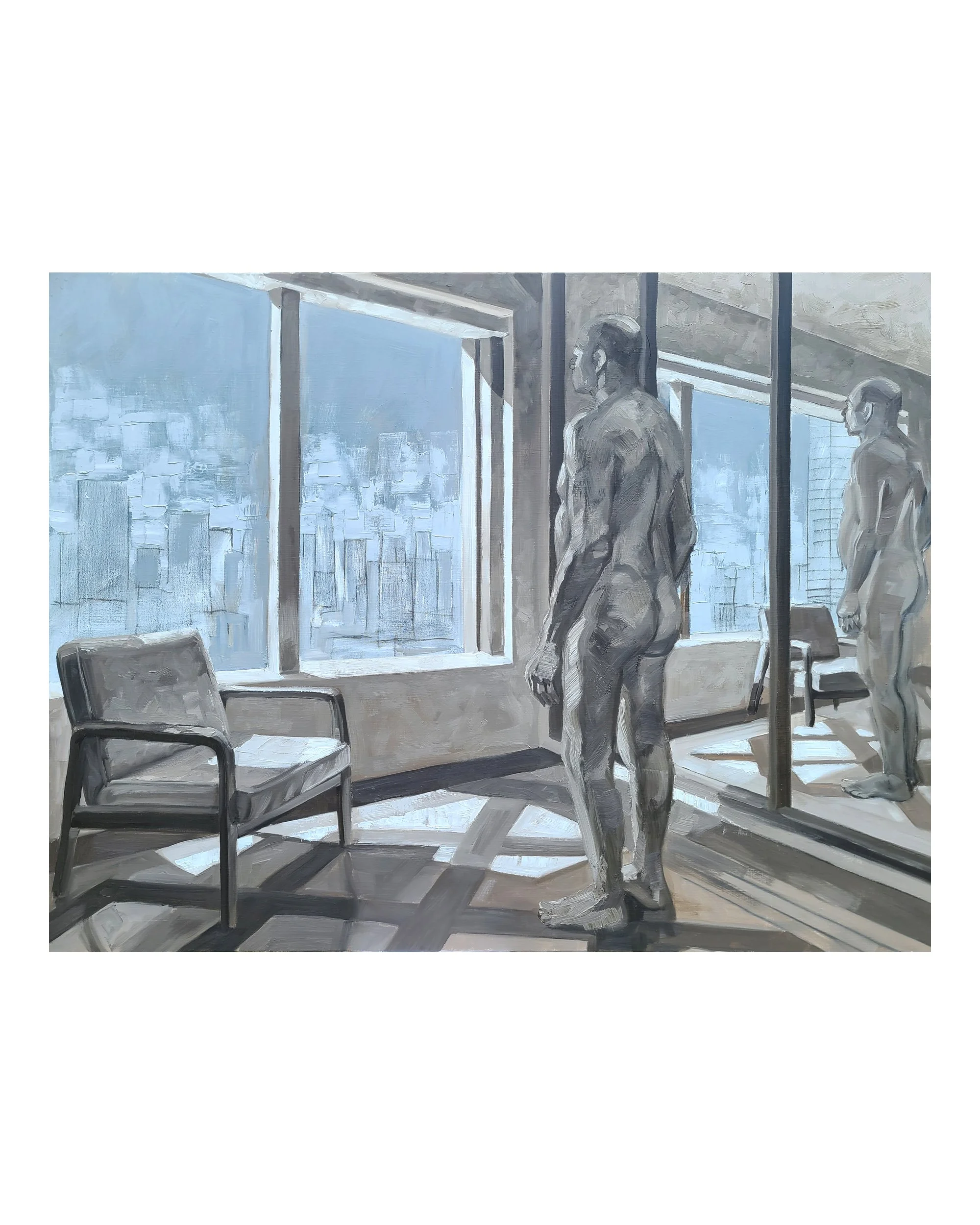 Saturday 9:12 AM, oil on linen, 36x48 inches, by Kenney Mencher