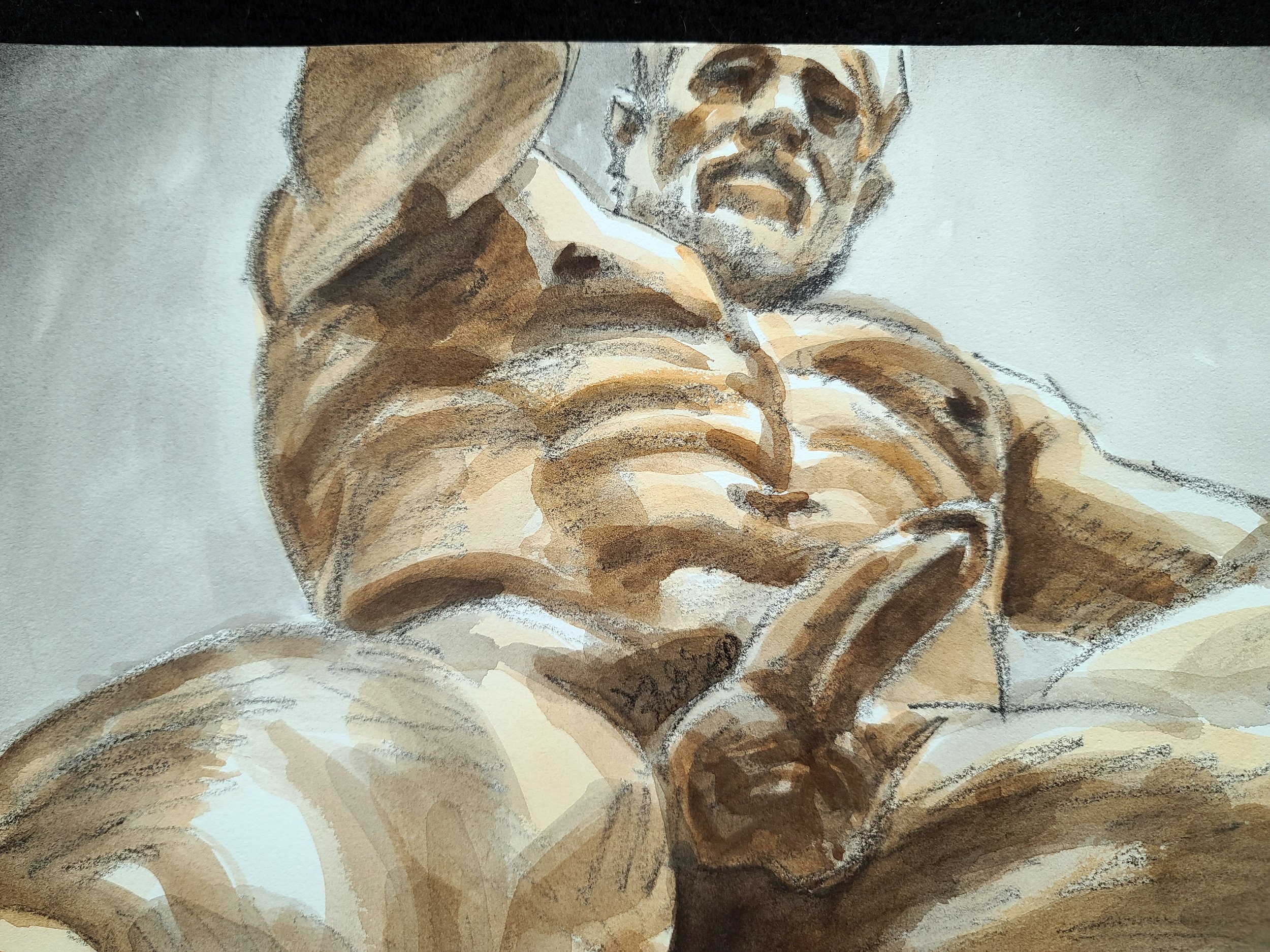 Leaping Satyr, 11x14 inches, crayon and watercolor on Rives BFK by Kenney Mencher (1).jpg