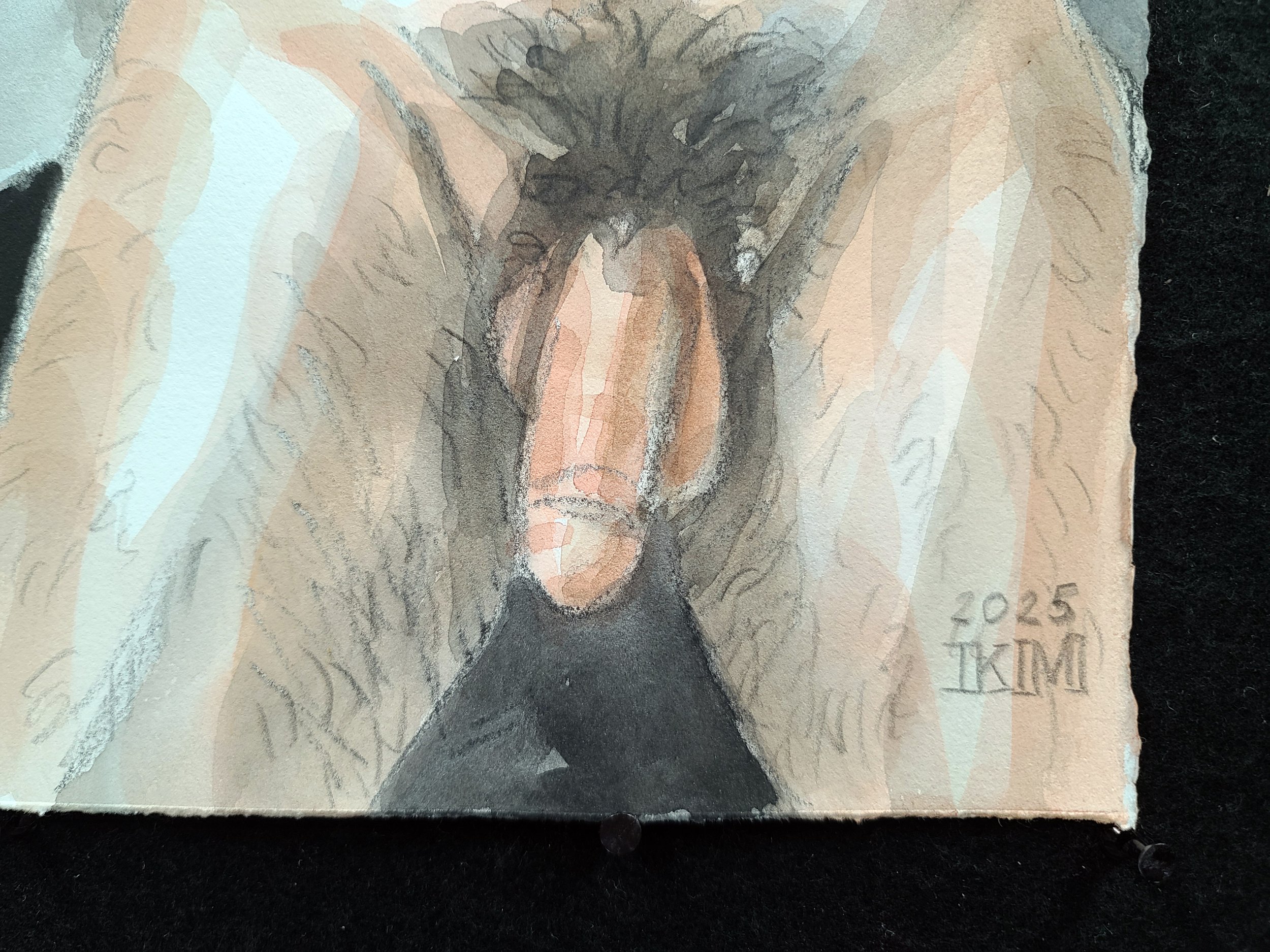 Direct Display, Clock, 11x14 inches, crayon and watercolor on Rives BFK, by Kenney Mencher (4).jpg
