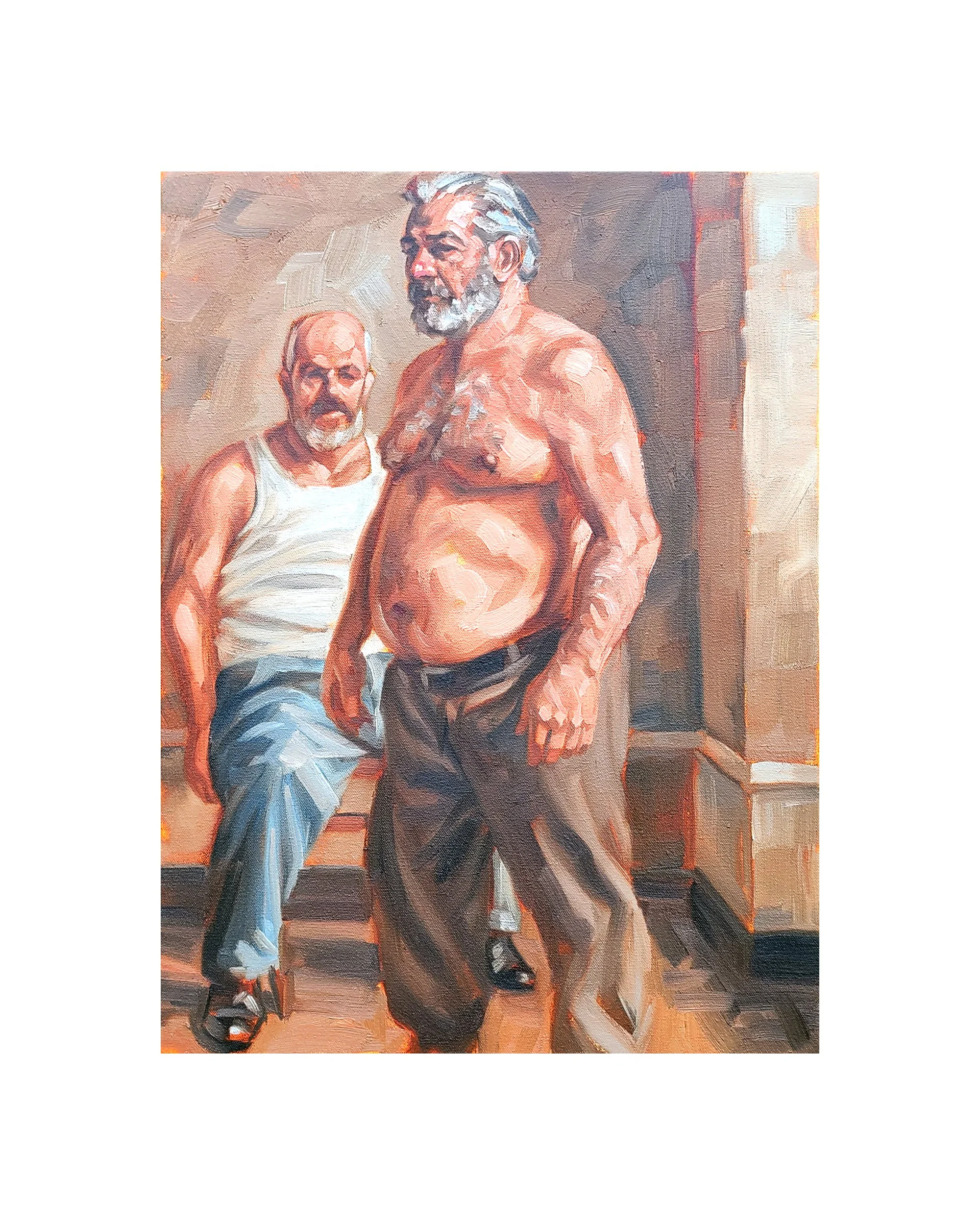 Companions, oil on canvas, 20x16 inches, by Kenney Mencher