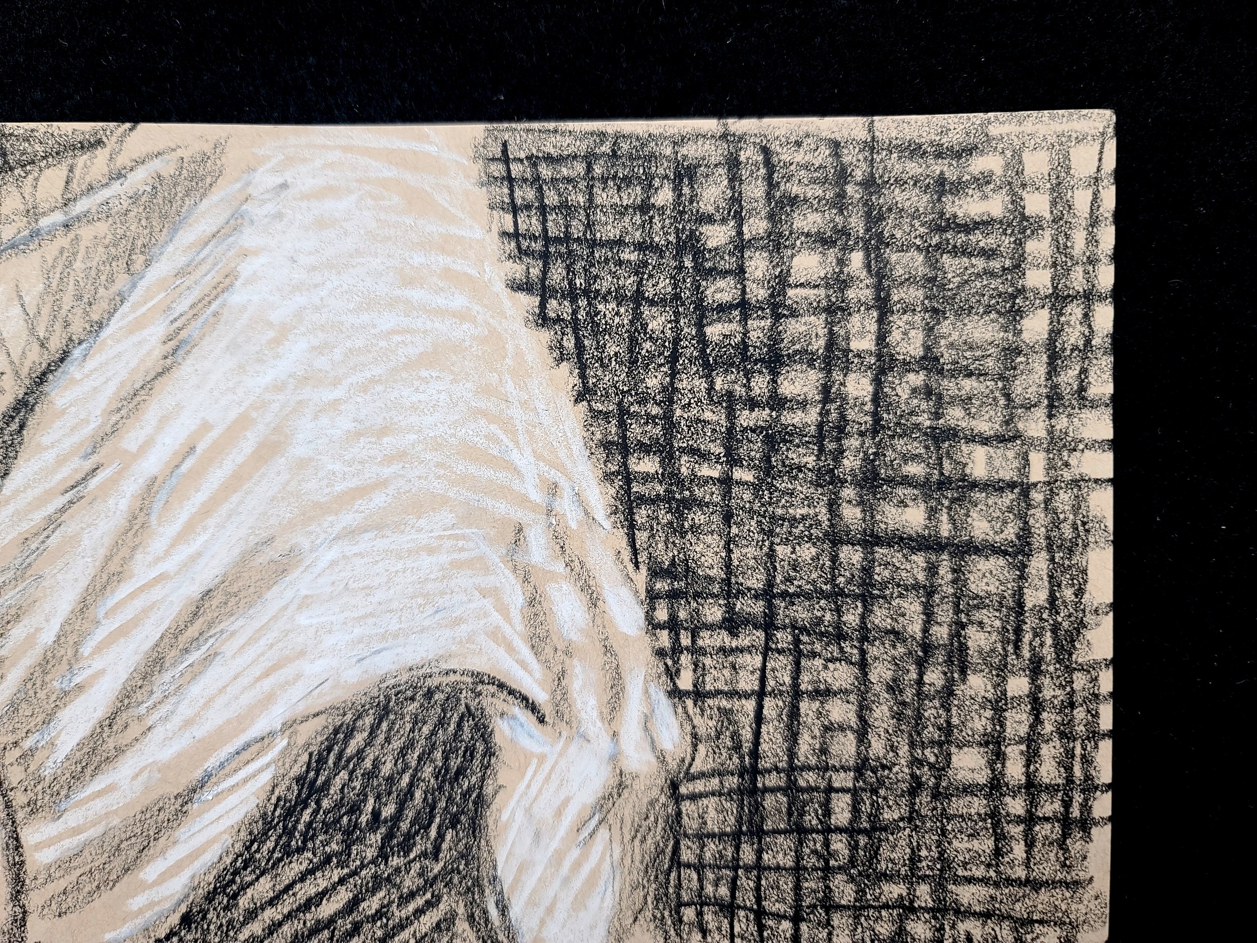 Toweling Off, 9x12 inches, black and white crayon on tan paper by Kenney Mencher (4).jpg