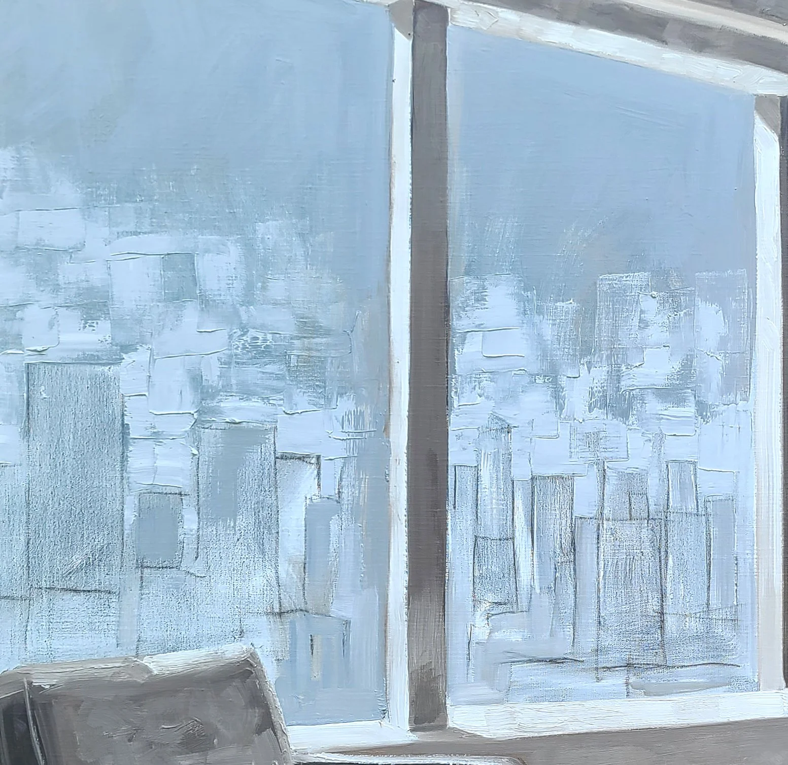 Saturday 9 12 AM, oil on linen, 36x48 inches, by Kenney Mencher dtl2.jpg