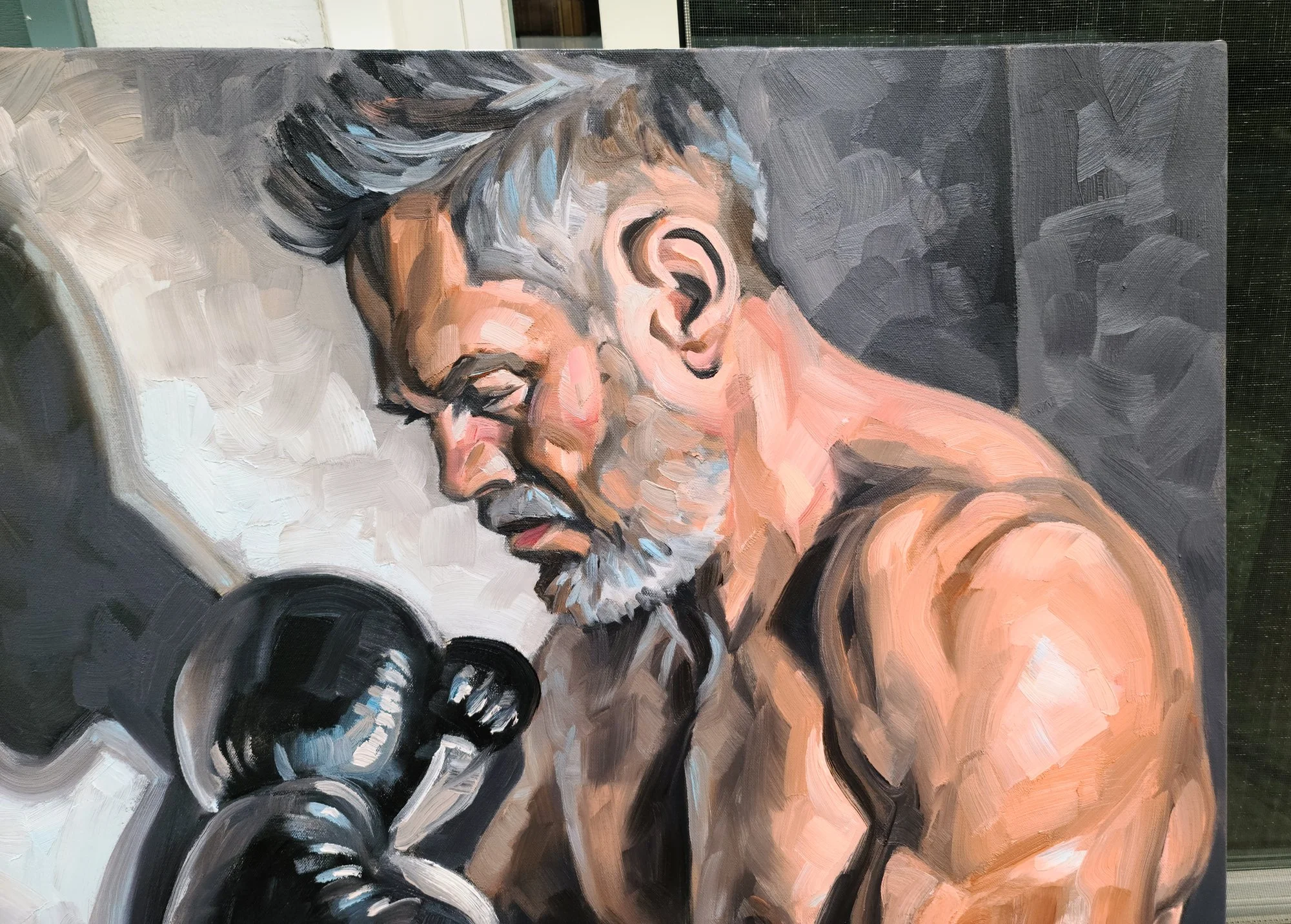 Shadow Boxing, 36x36x1.5 inches, oil on stretched canvas, by Kenney Mencher (4).jpg (Copy)
