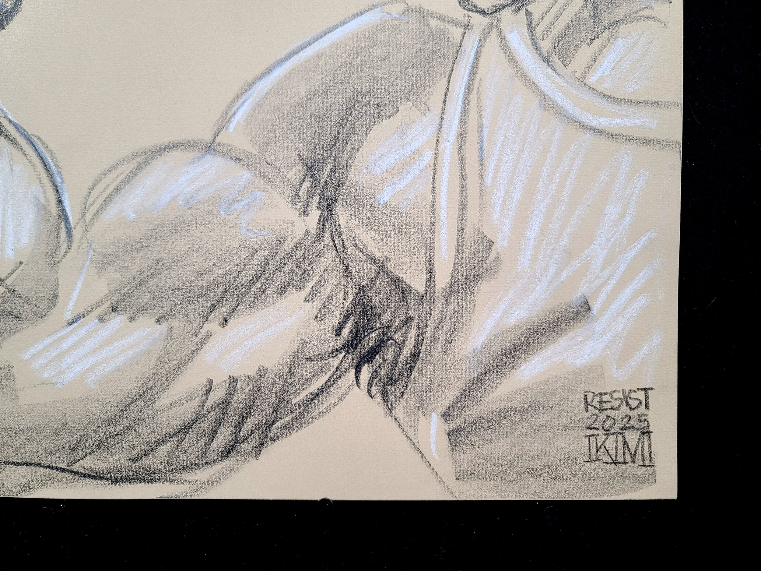 Yes We Can, 16x20 inches, black and white crayon on tan paper by Kenney Mencher (5).jpg