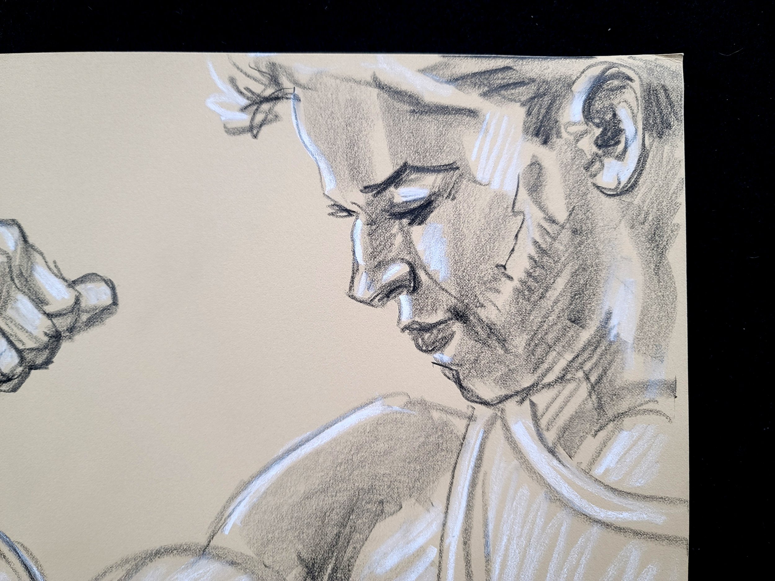 Yes We Can, 16x20 inches, black and white crayon on tan paper by Kenney Mencher (4).jpg