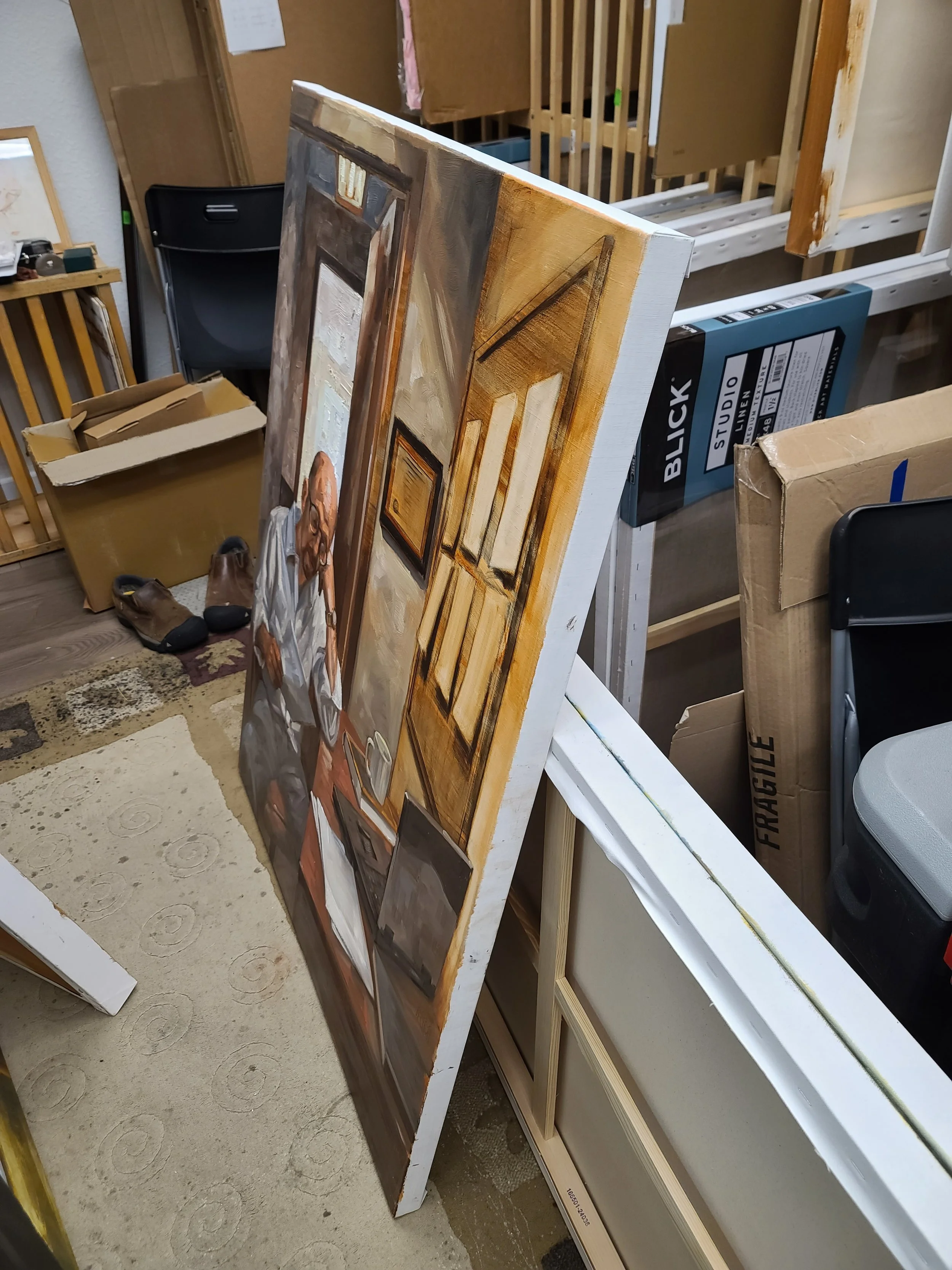 Self Portrait, Office Hours, 48x36 inches, oil on linen, by Kenney Mencher (2).jpg